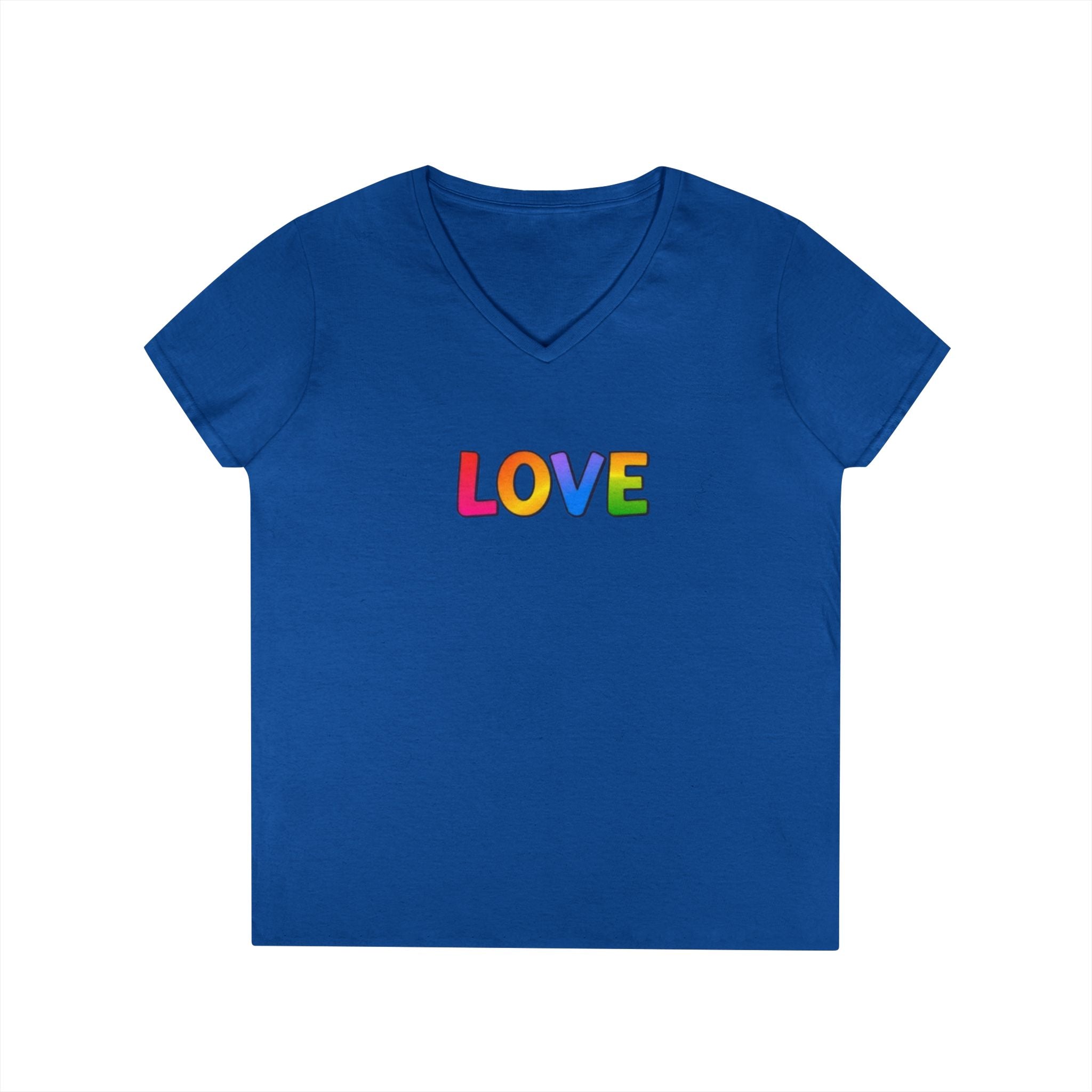 Colorful Love Ladies' V-Neck T-Shirt - Perfect for Everyday Wear and Celebrations