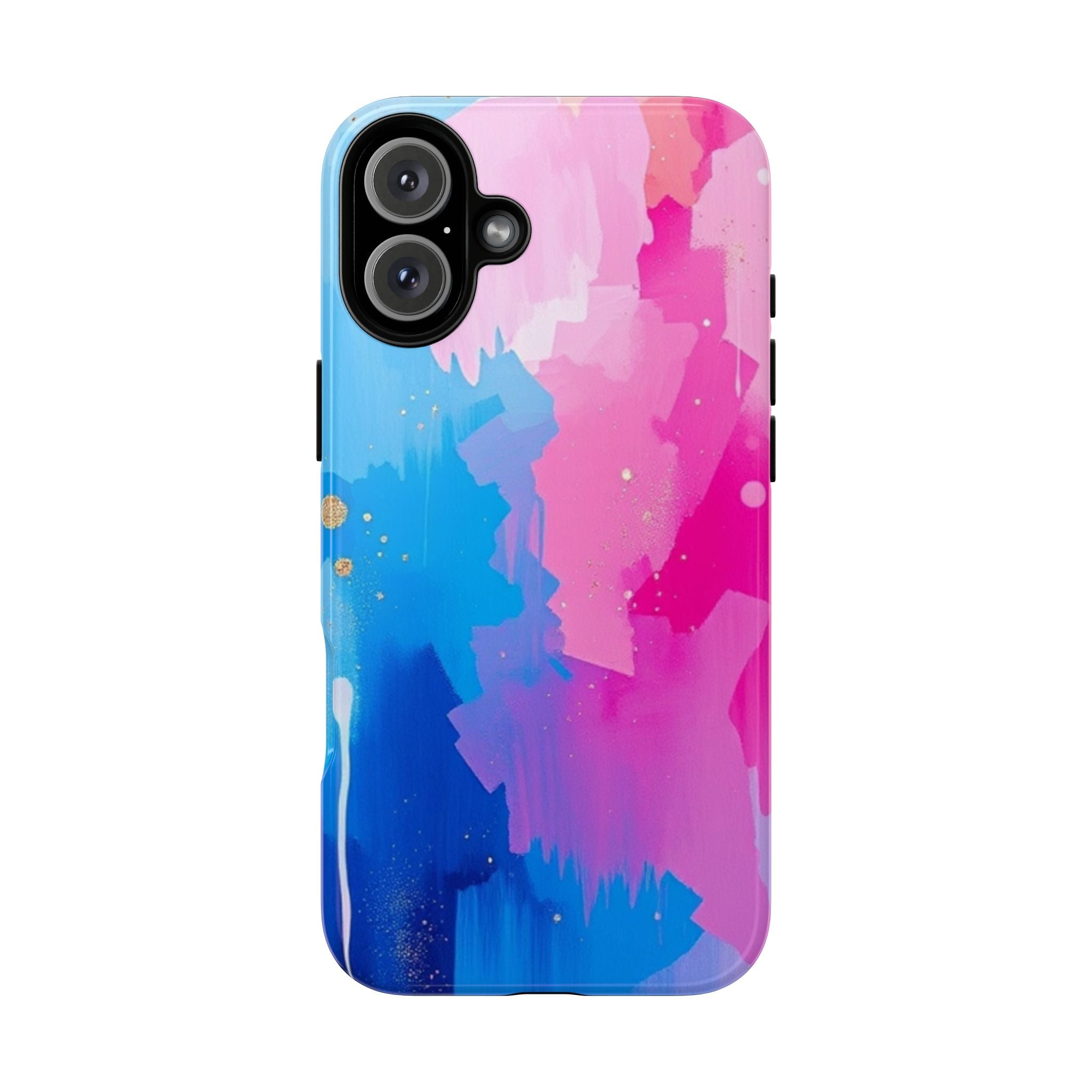 Android OR iPhone Compatible Cases - Pink and Blue Color Splash Design