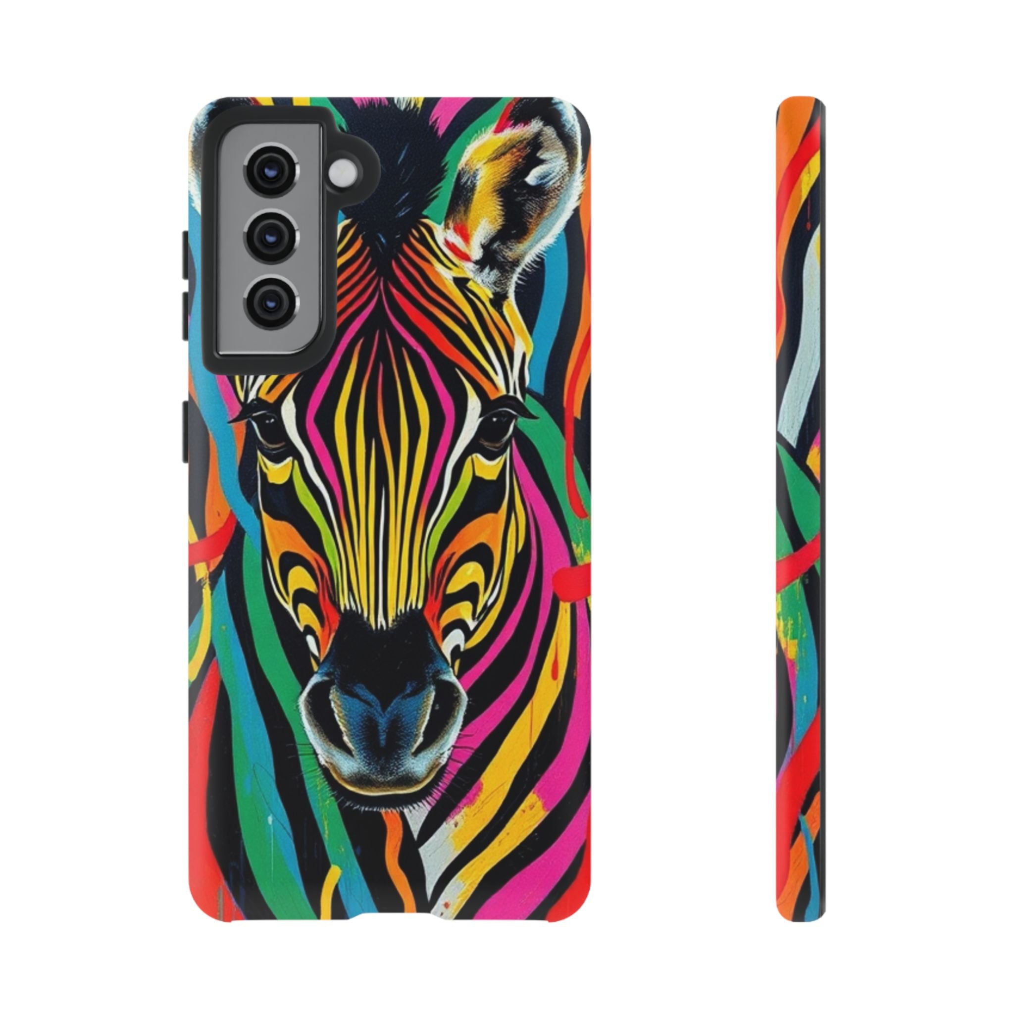 Android OR iPhone Compatible Cases - Rainbow Zebra Design - Unique Tough Cases
