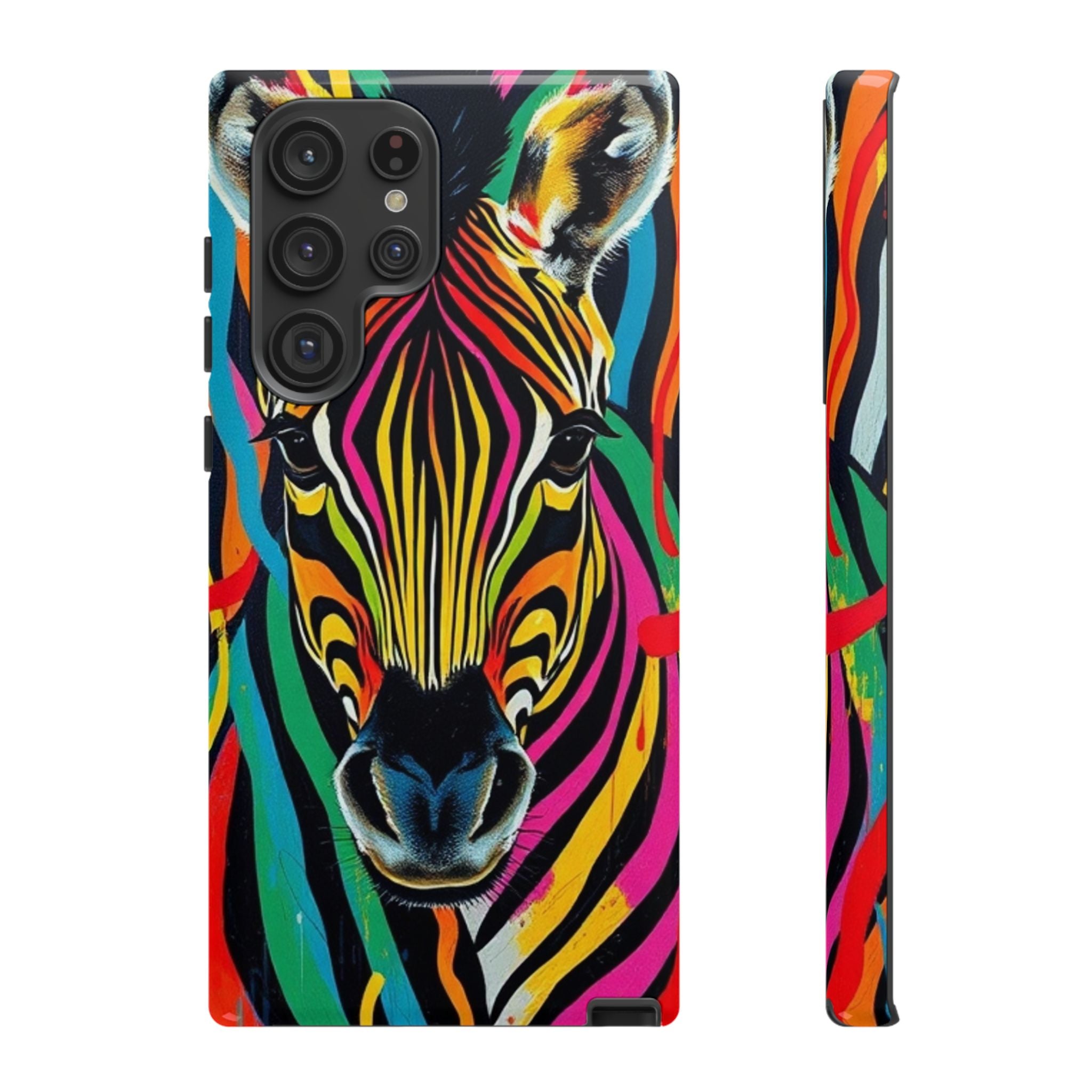 Android OR iPhone Compatible Cases - Rainbow Zebra Design - Unique Tough Cases