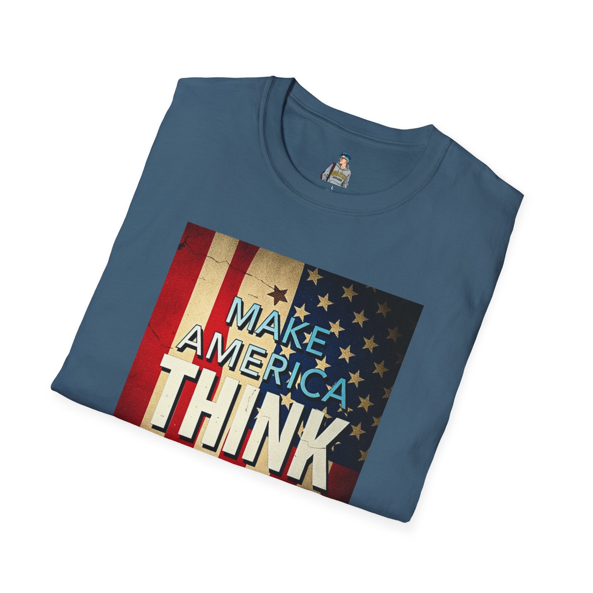 American Patriot Pride Unisex Softstyle T-Shirt, Make America Think Again Political Tee