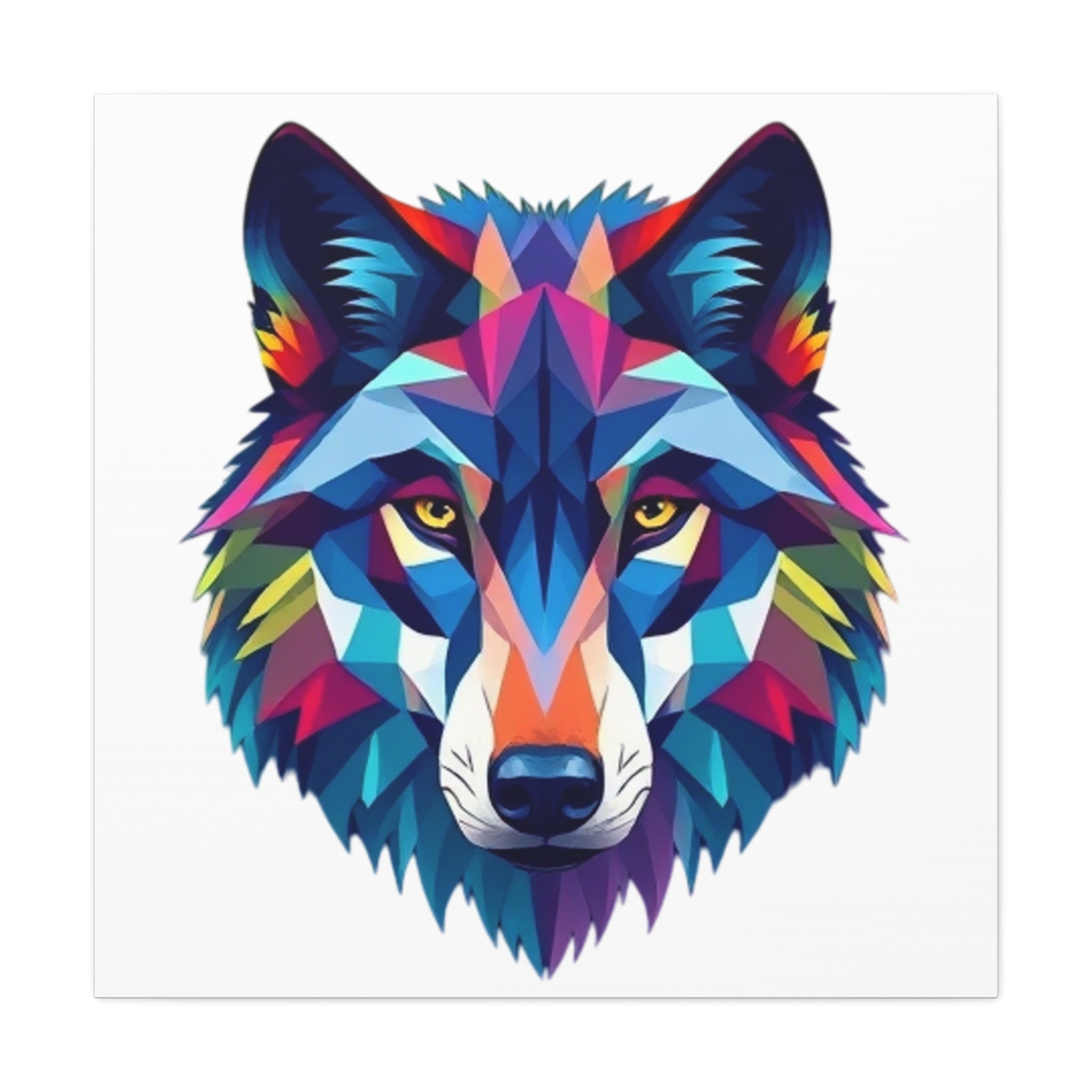 Colorful Wolf Art Canvas - Vibrant Stretched Wall Decor for Nature Lovers