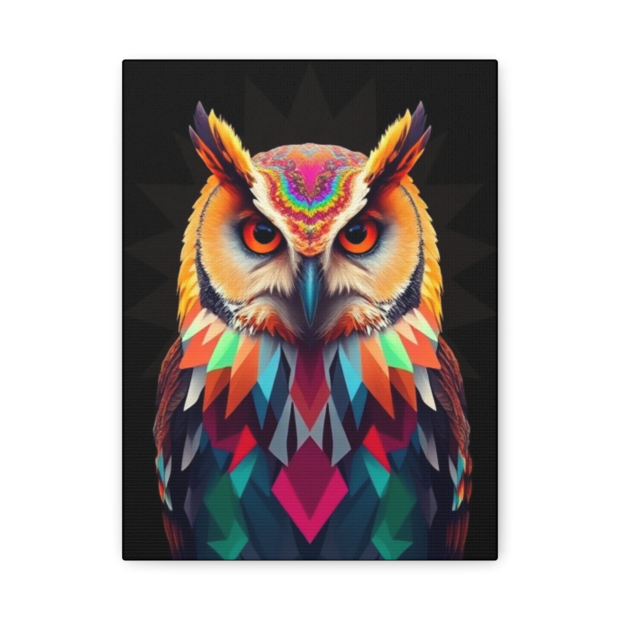 Colorful Owl Canvas Wall Art - 1.25" Stretched Matte