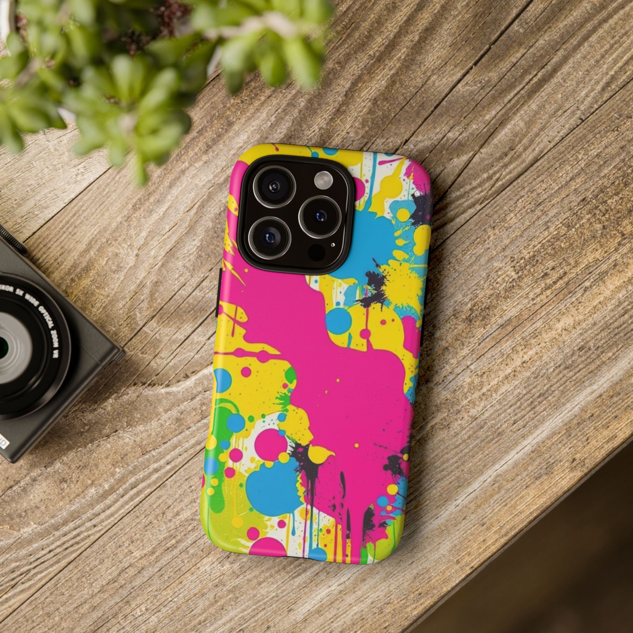 Android OR iPhone Compatible Cases - Crazy Retro Color Splash Design - Unique Tough Cases