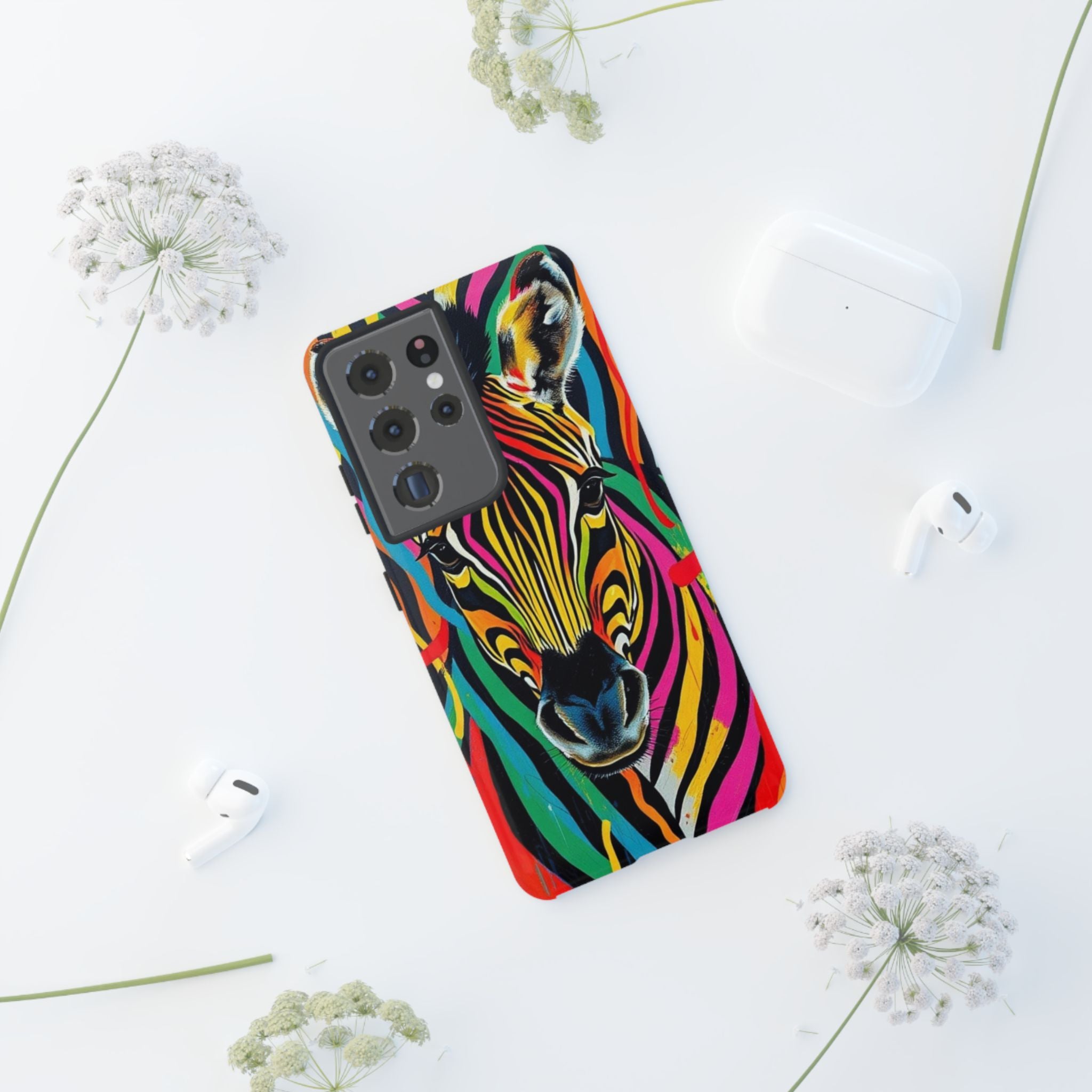 Android OR iPhone Compatible Cases - Rainbow Zebra Design - Unique Tough Cases
