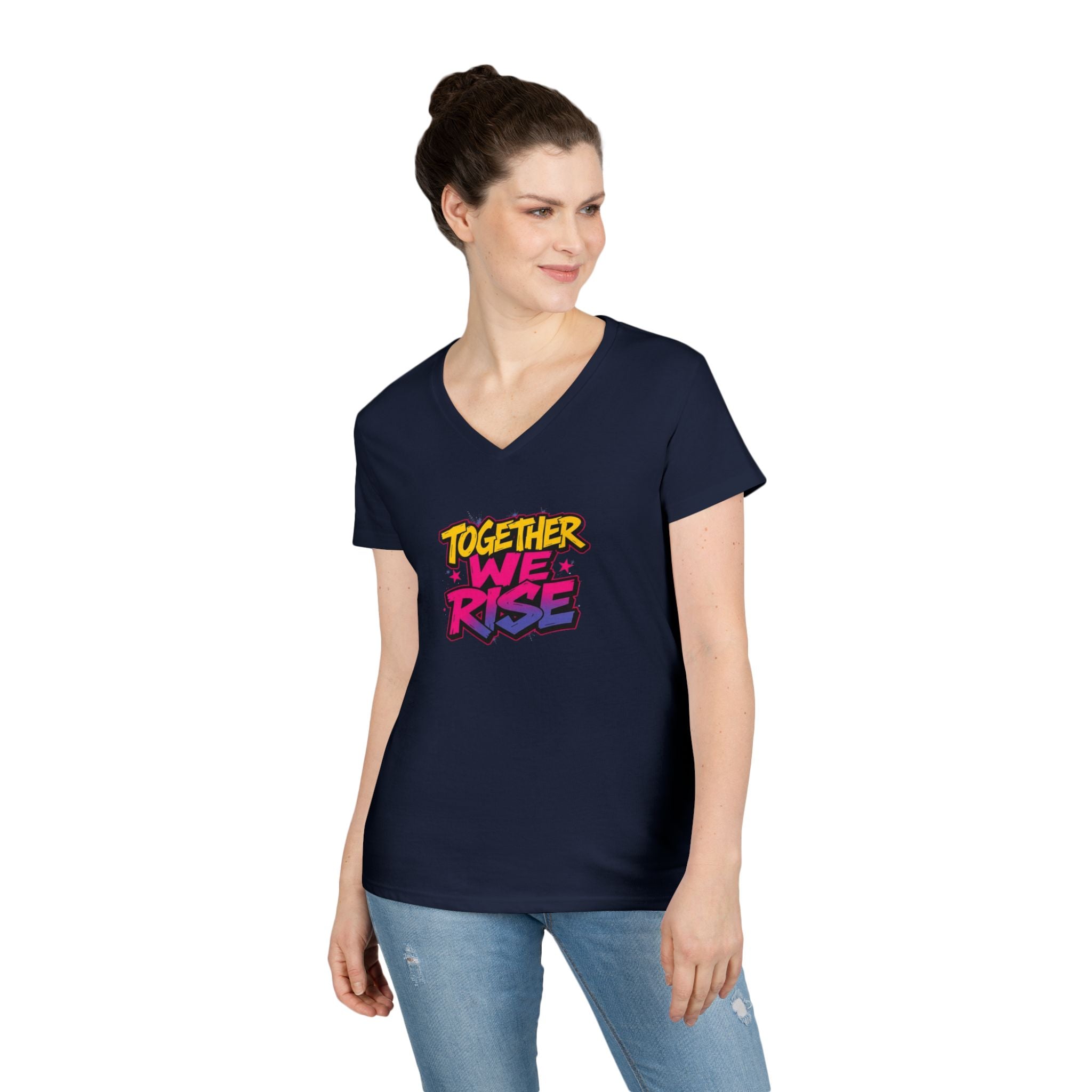 Together We Rise Ladies' V-Neck T-Shirt - Perfect Gift for Mother's Day