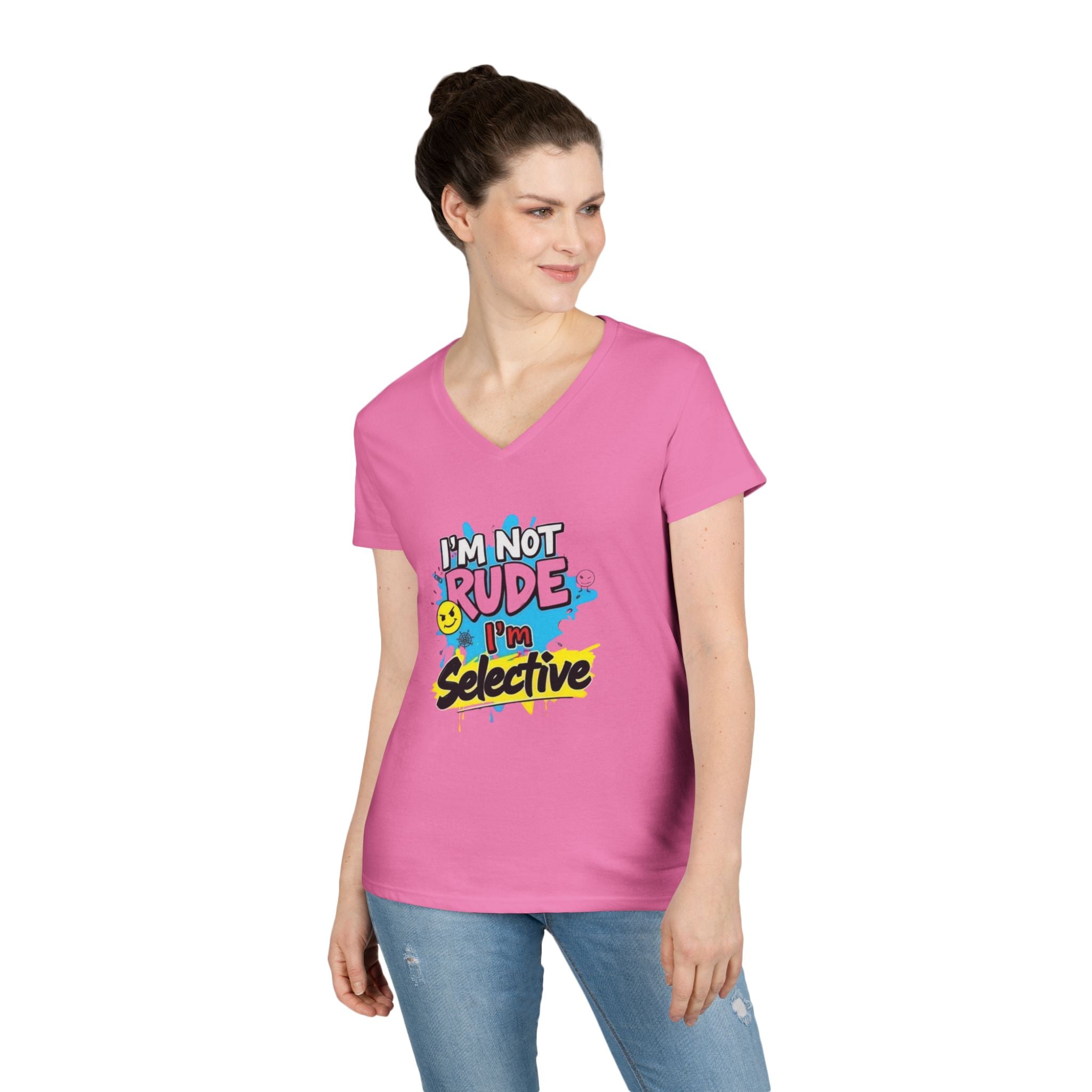 Funny I'm not Rude I'm Selective V-Neck T-Shirt for Women