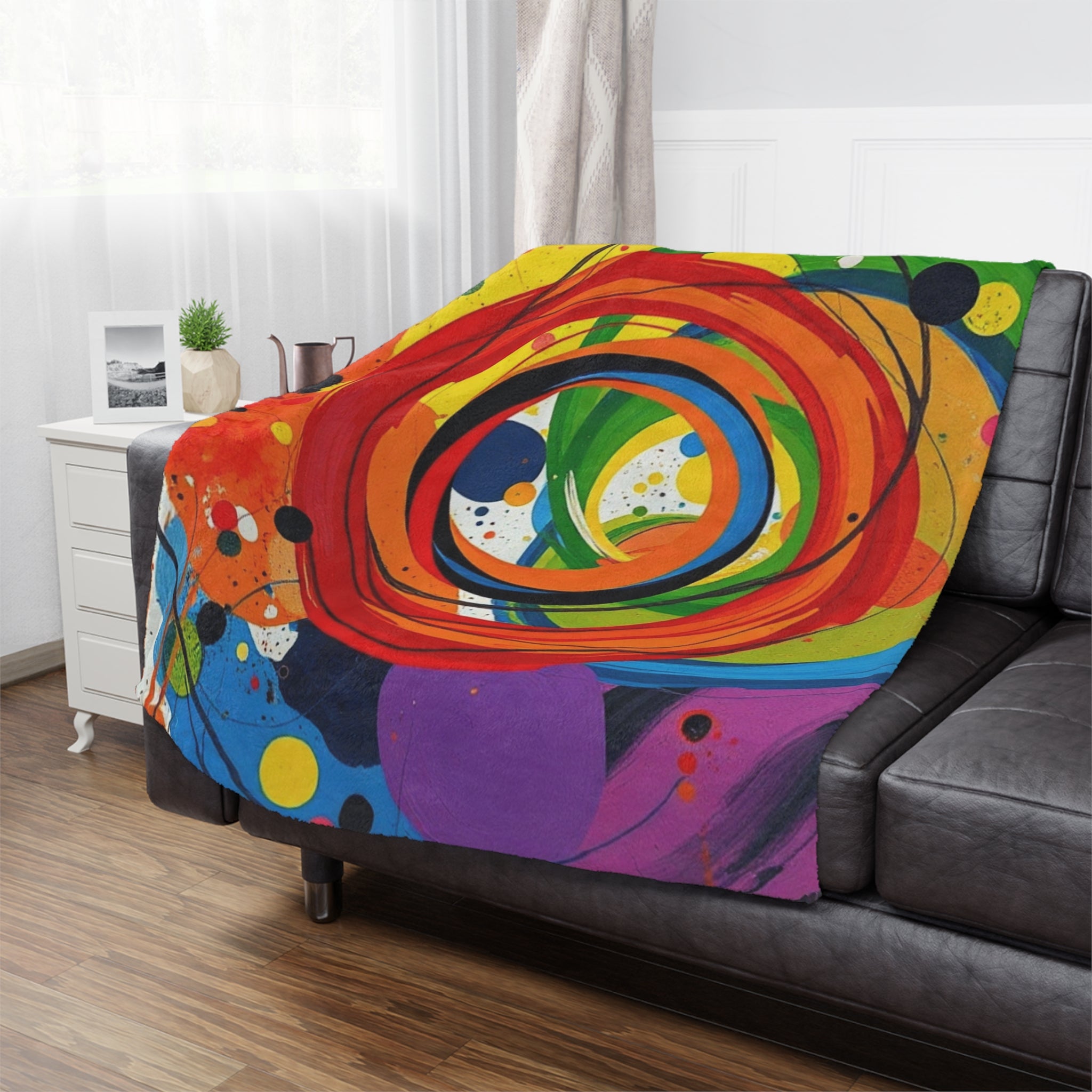 Rainbow Circles and Swirls - Microfiber Blanket