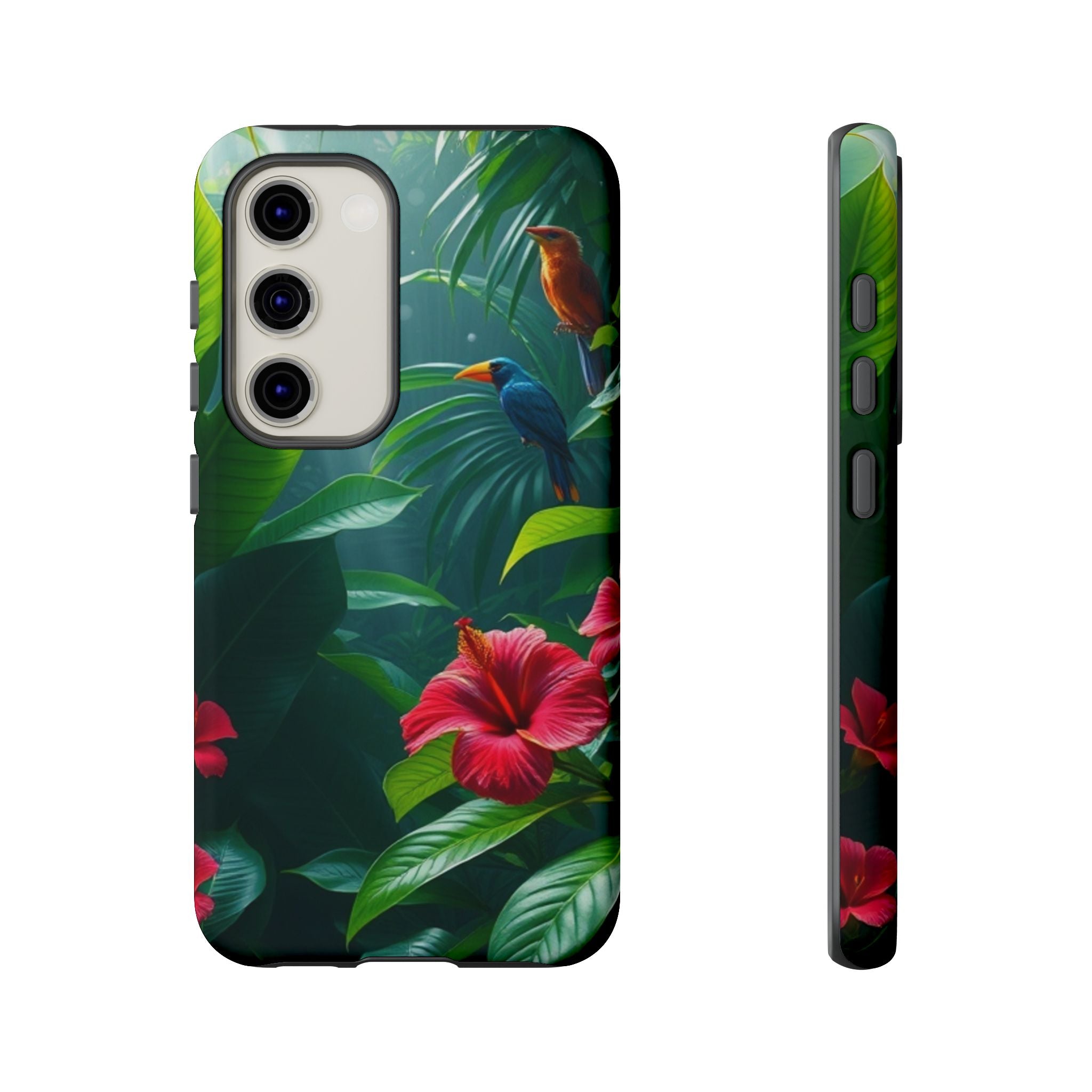 Android OR iPhone Compatible Cases - Tropical Flower & Bird Design - Unique Tough Cases