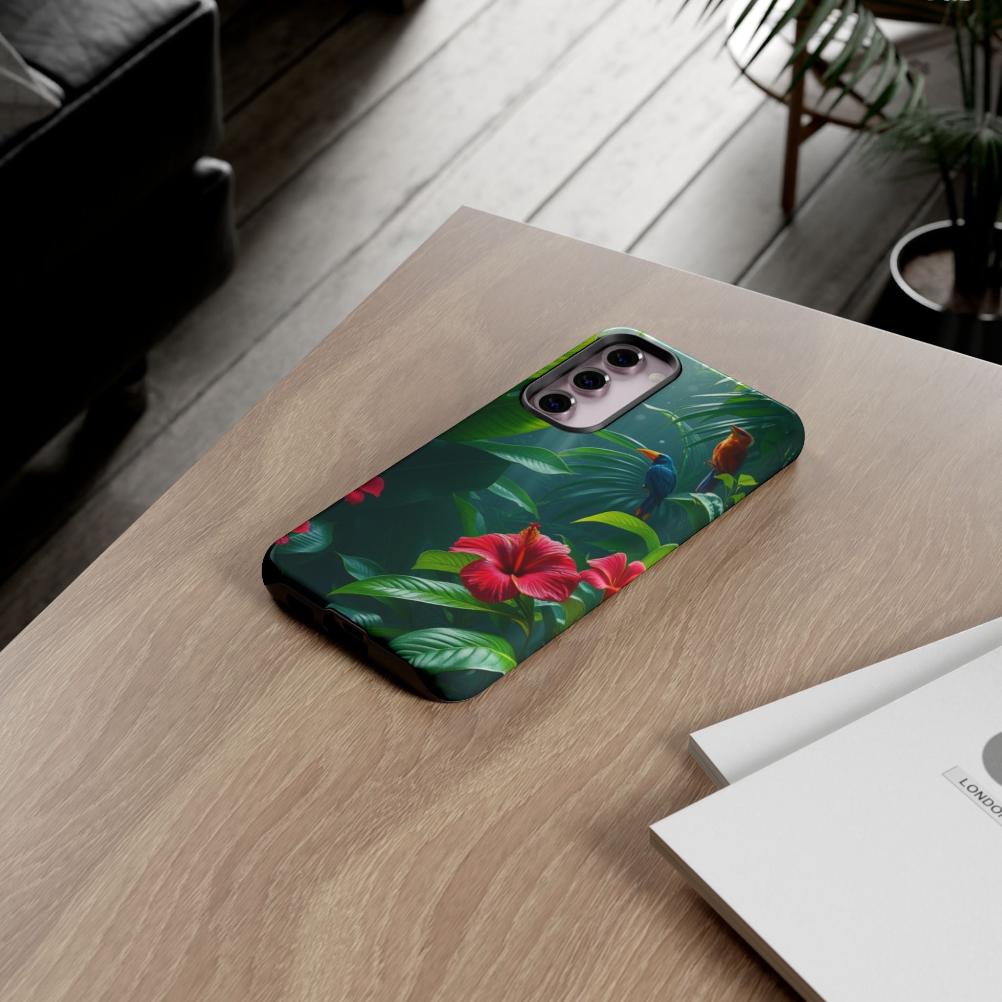 Android OR iPhone Compatible Cases - Tropical Flower & Bird Design - Unique Tough Cases