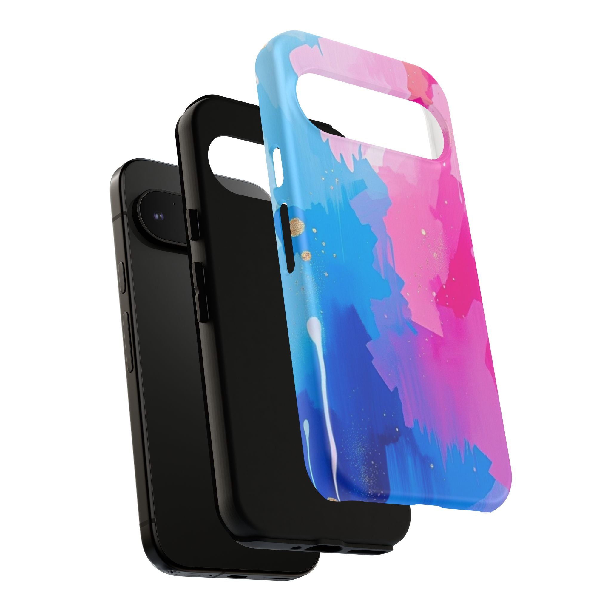 Android OR iPhone Compatible Cases - Pink and Blue Color Splash Design