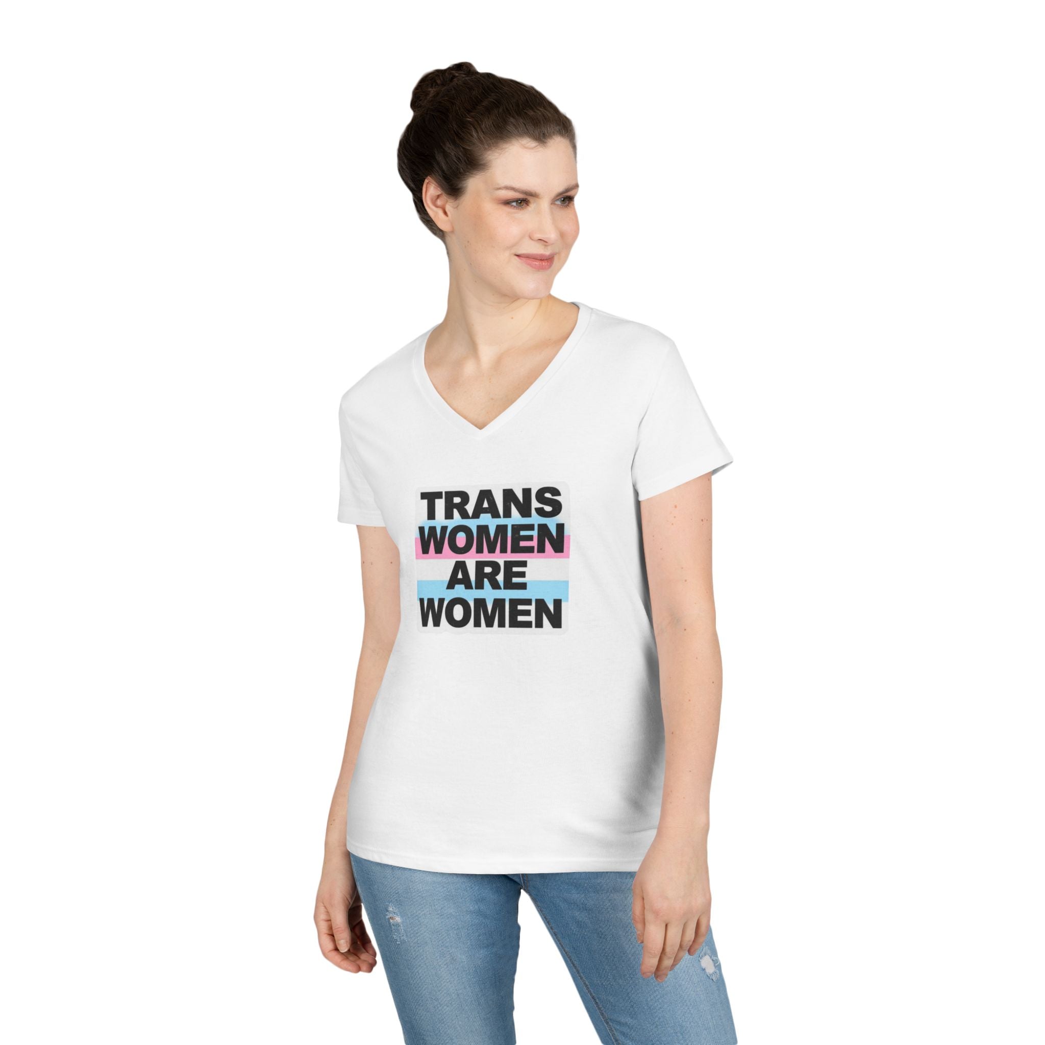 Trans Women Are Women V-Neck T-Shirt - Empowerment Tee for Allies