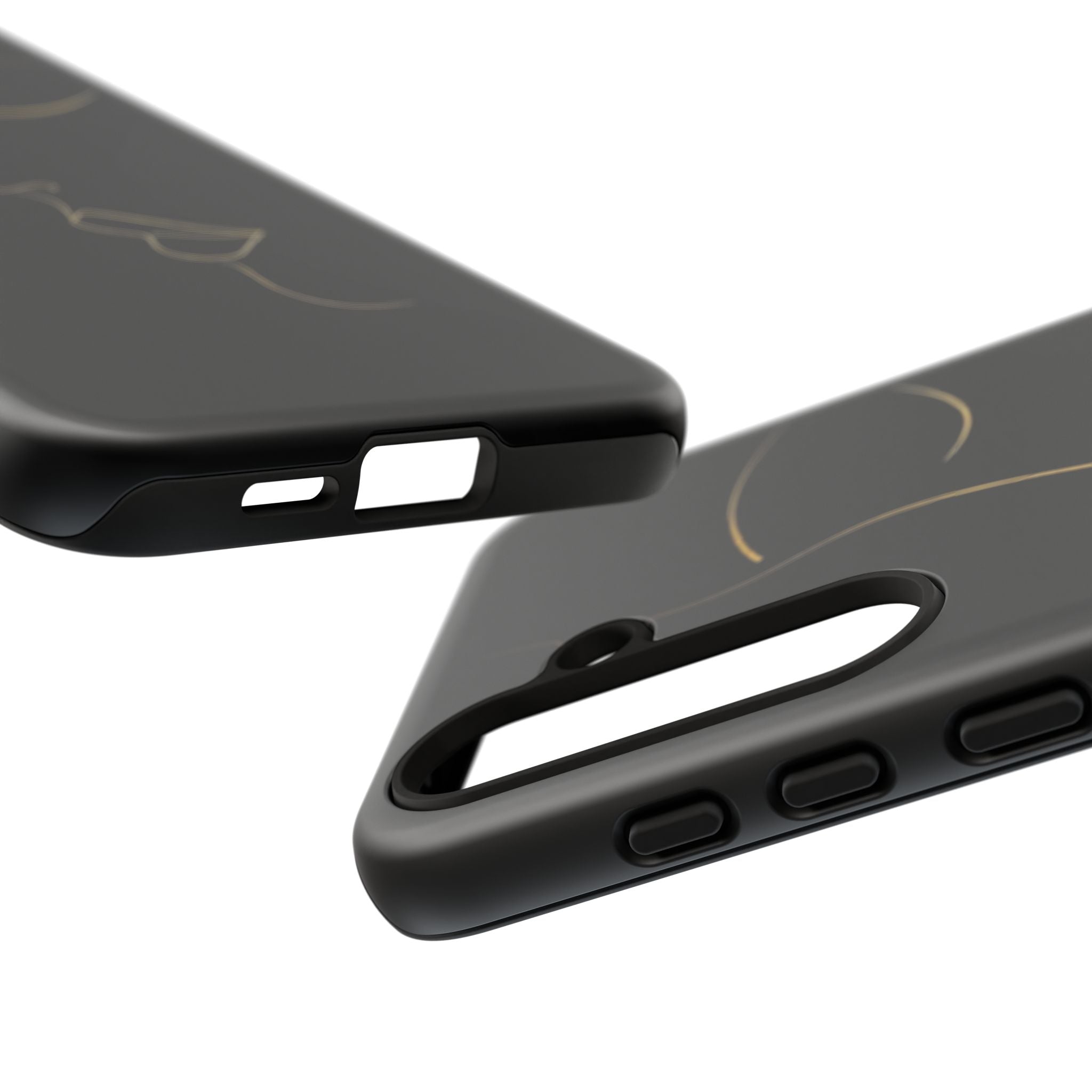 Android OR iPhone Compatible Cases - Gold Line Face Design - Unique Tough Cases
