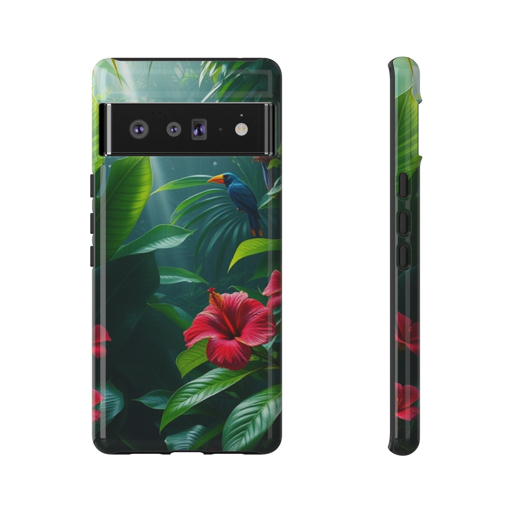 Android OR iPhone Compatible Cases - Tropical Flower & Bird Design - Unique Tough Cases