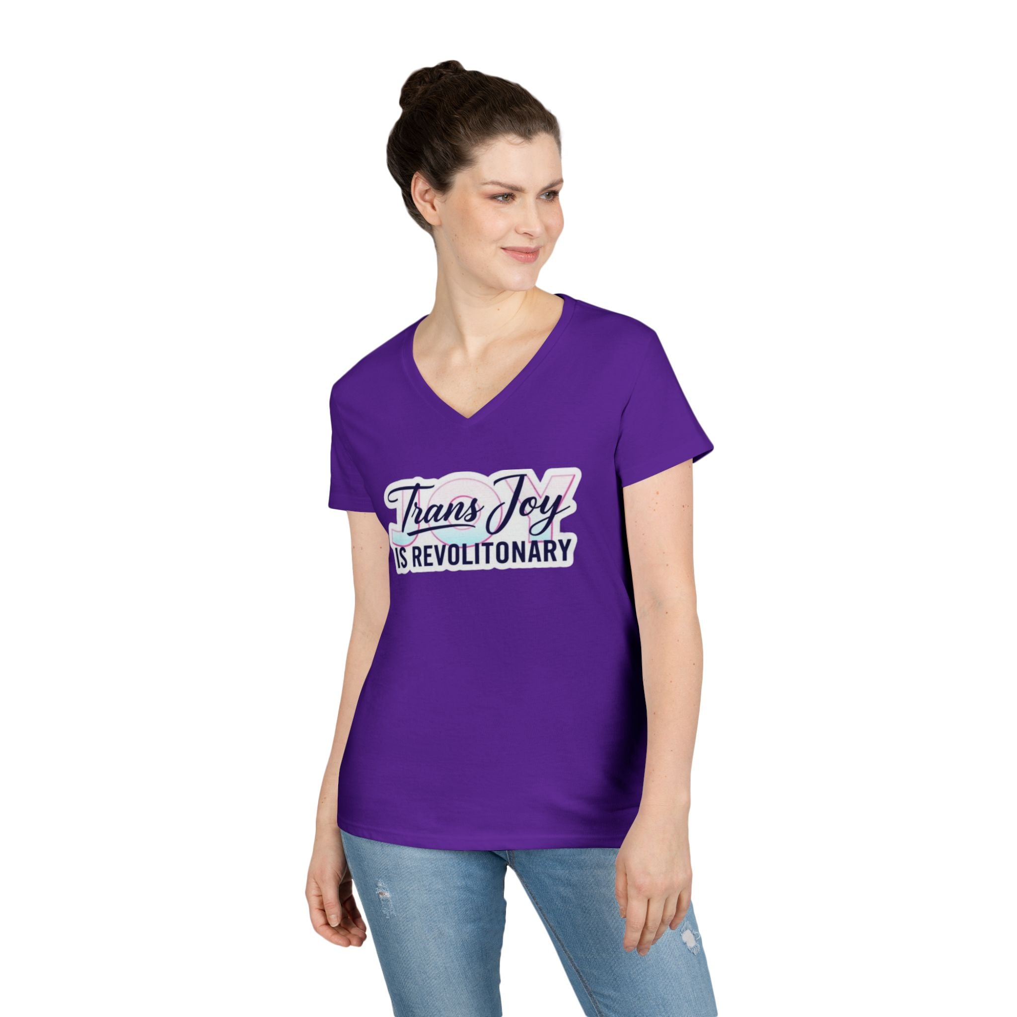 Trans Joy Ladies' V-Neck T-Shirt - Celebrate the LGBTQ+ Community