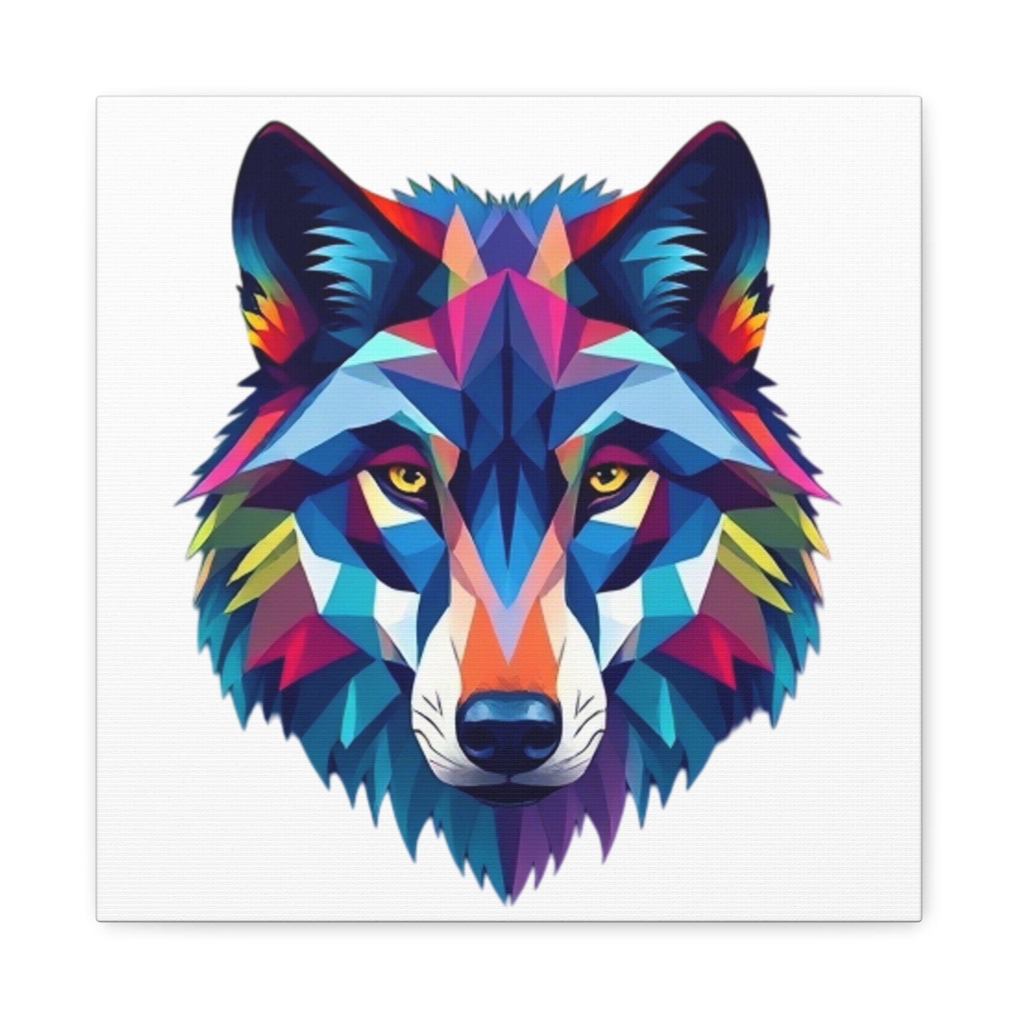Colorful Wolf Art Canvas - Vibrant Stretched Wall Decor for Nature Lovers