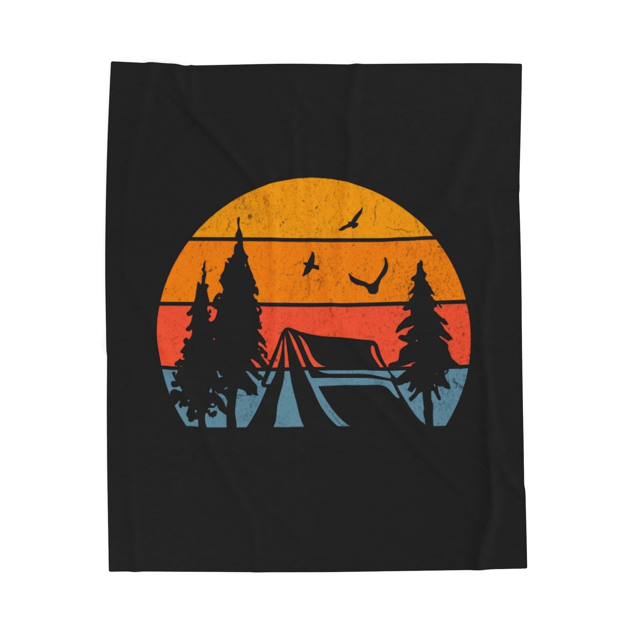 Camp Scene Velveteen Plush Blanket – For Comfort and Warmth