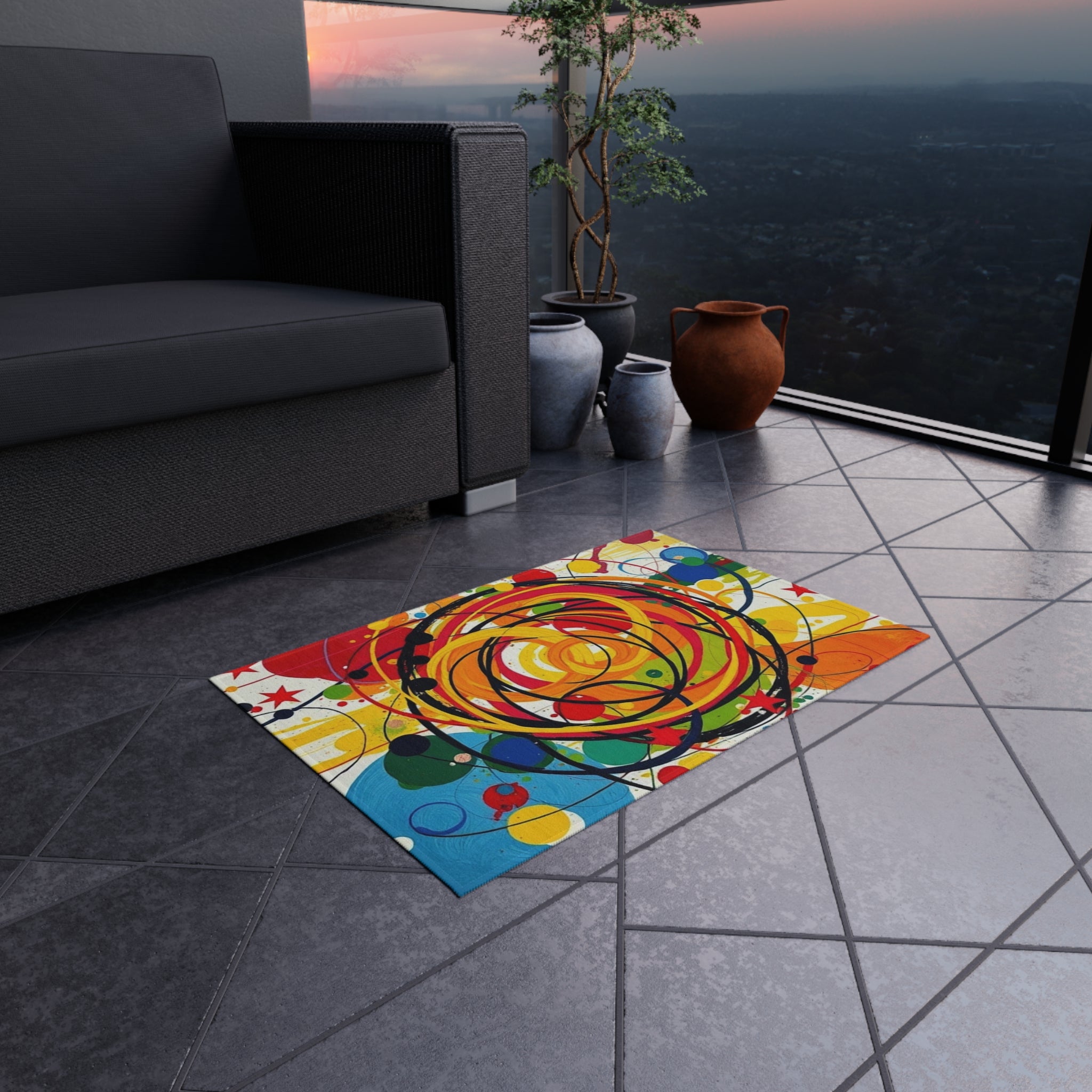 Abstract Swirls Outdoor Rug