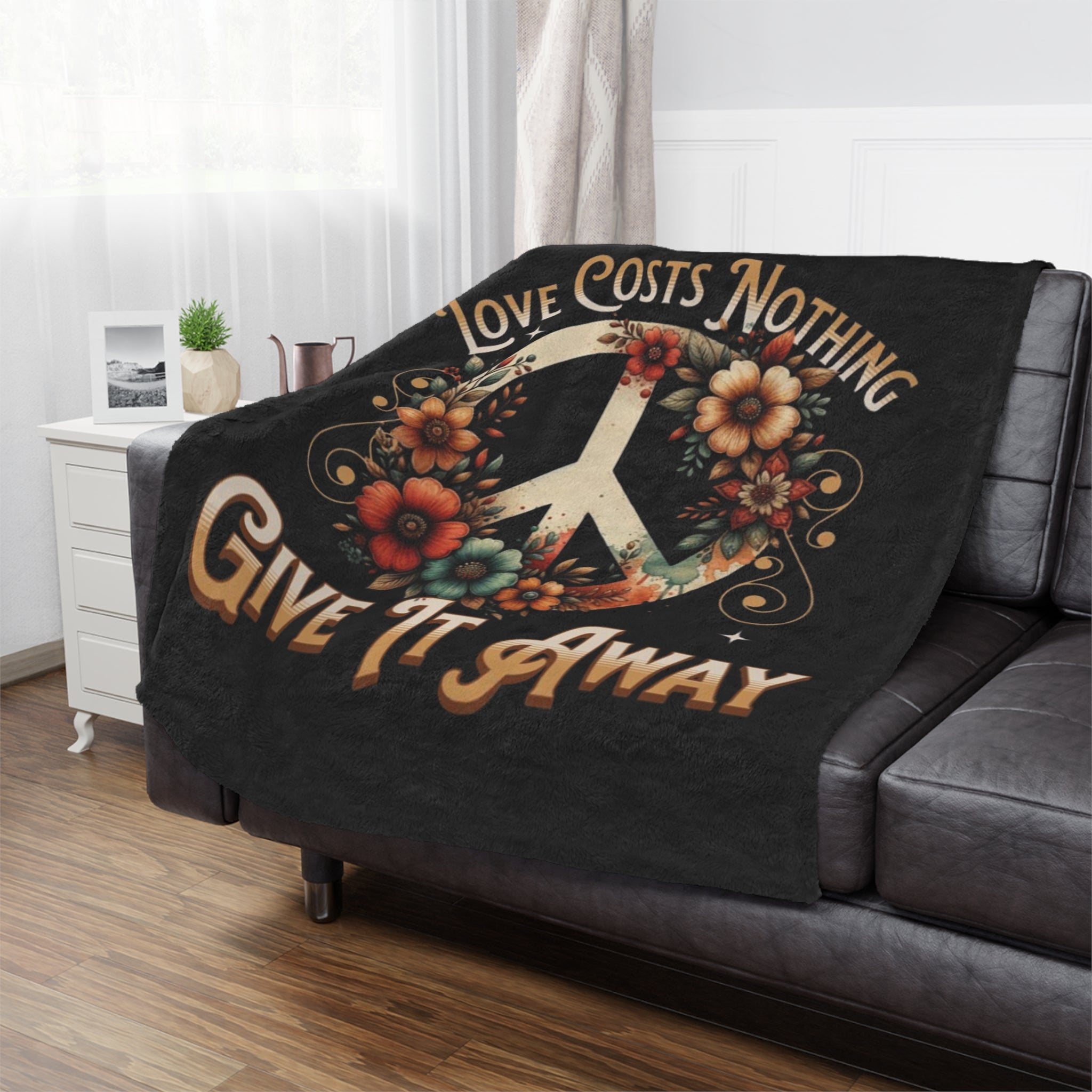 Grow Peace, Love Costs Nothing Give It Away - Microfiber Blanket