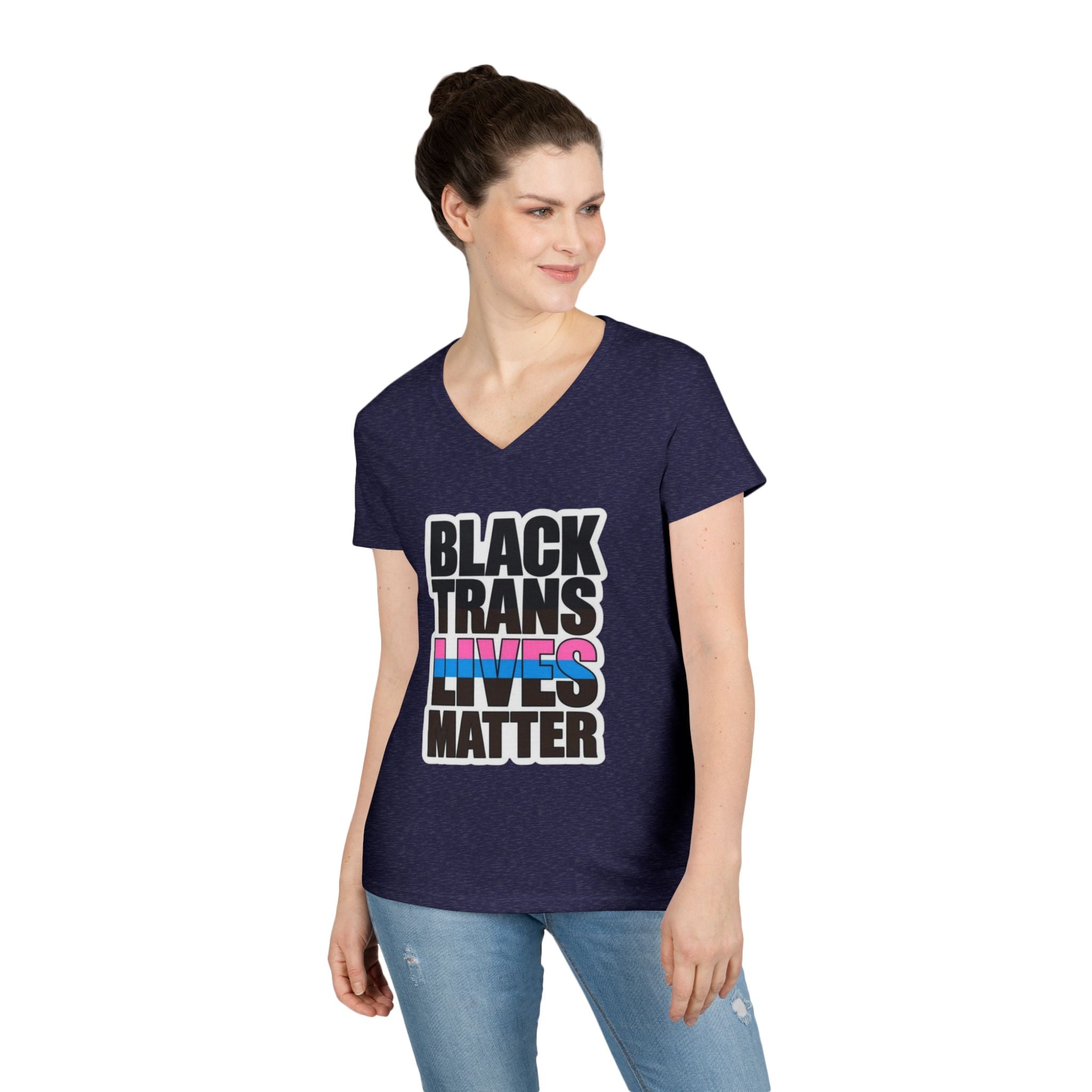 Black Trans Lives Matter V-Neck T-Shirt - Empowering Pride Apparel