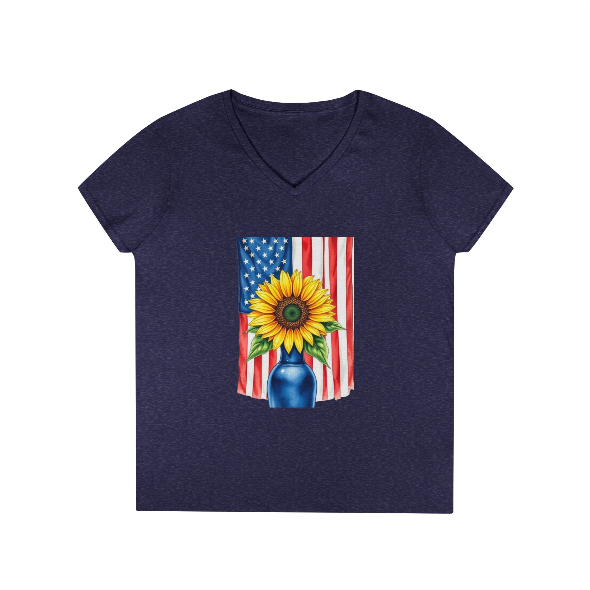 V-Neck T-Shirt Patriotic Americans Stand Behind Ukraine