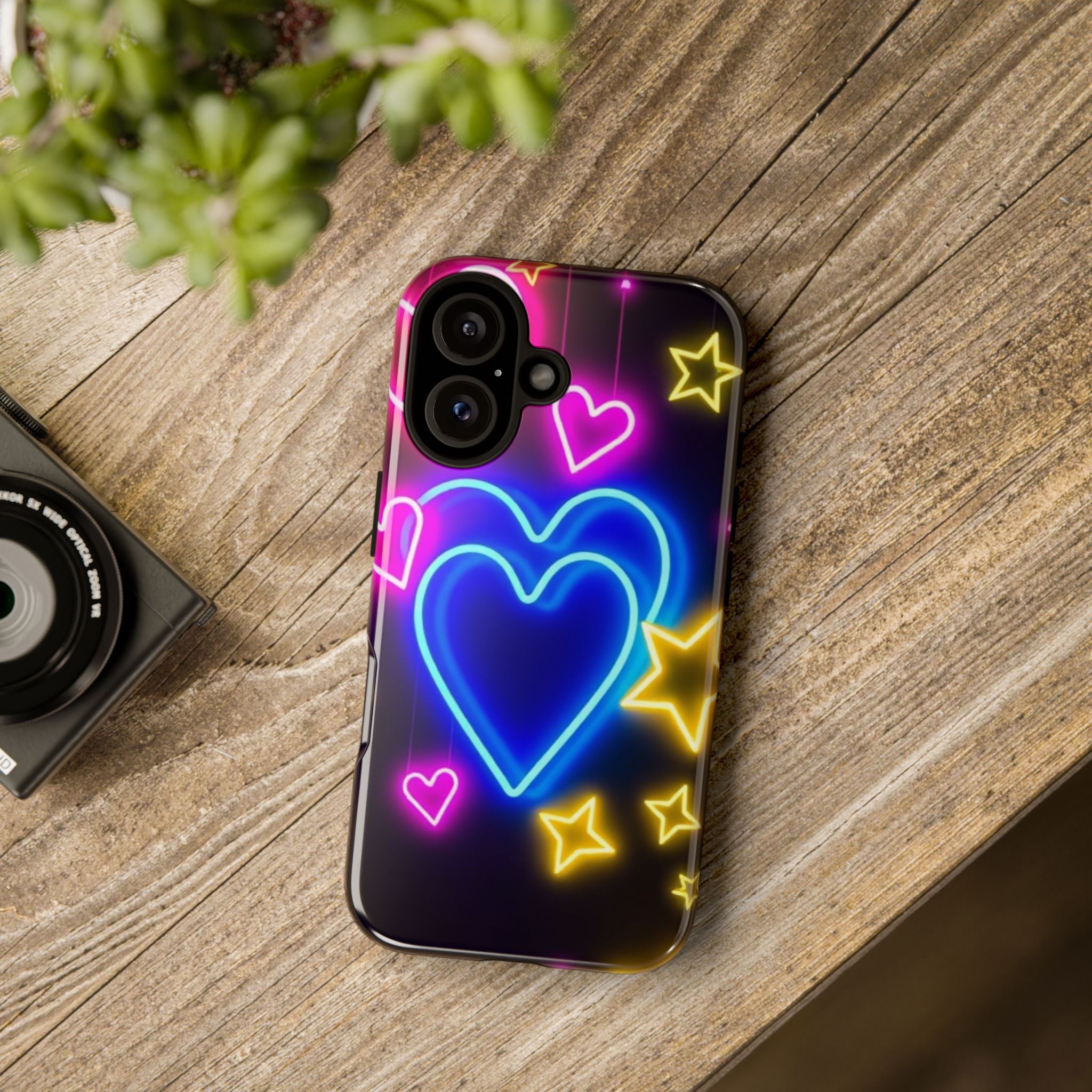 Android OR iPhone Compatible Cases - Neon Love Design - Unique Tough Cases