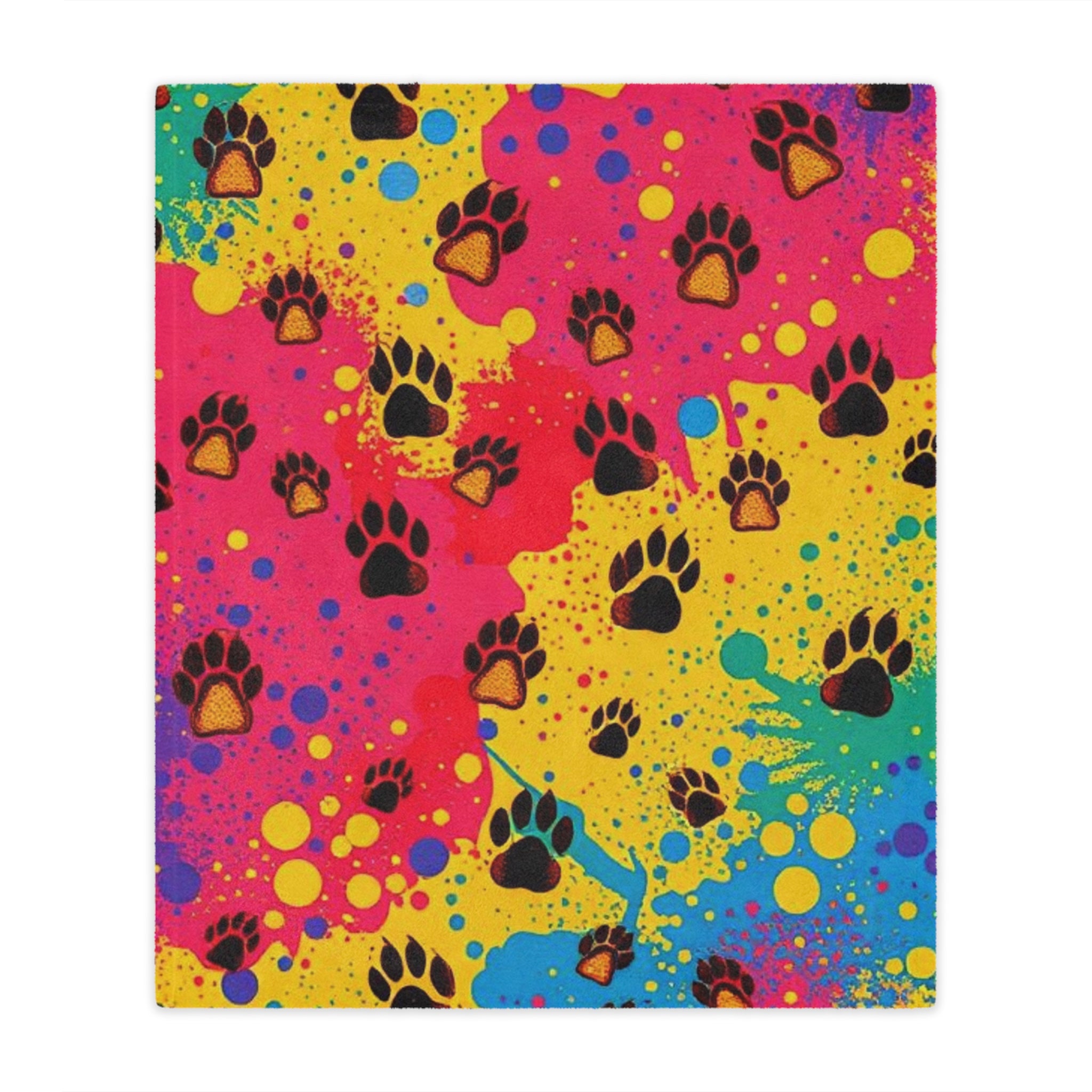 Colorful Puppy Paws - Microfiber Blanket - EqualiTees.Me