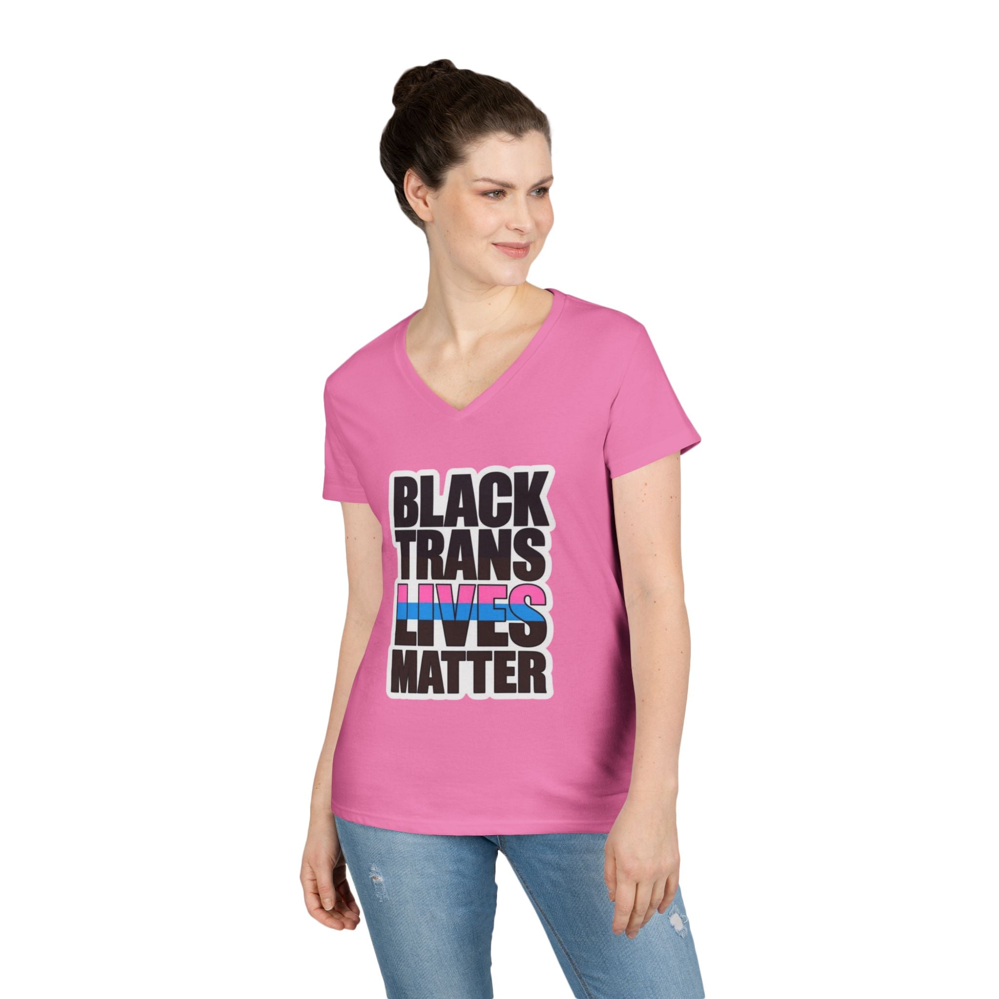Black Trans Lives Matter V-Neck T-Shirt - Empowering Pride Apparel