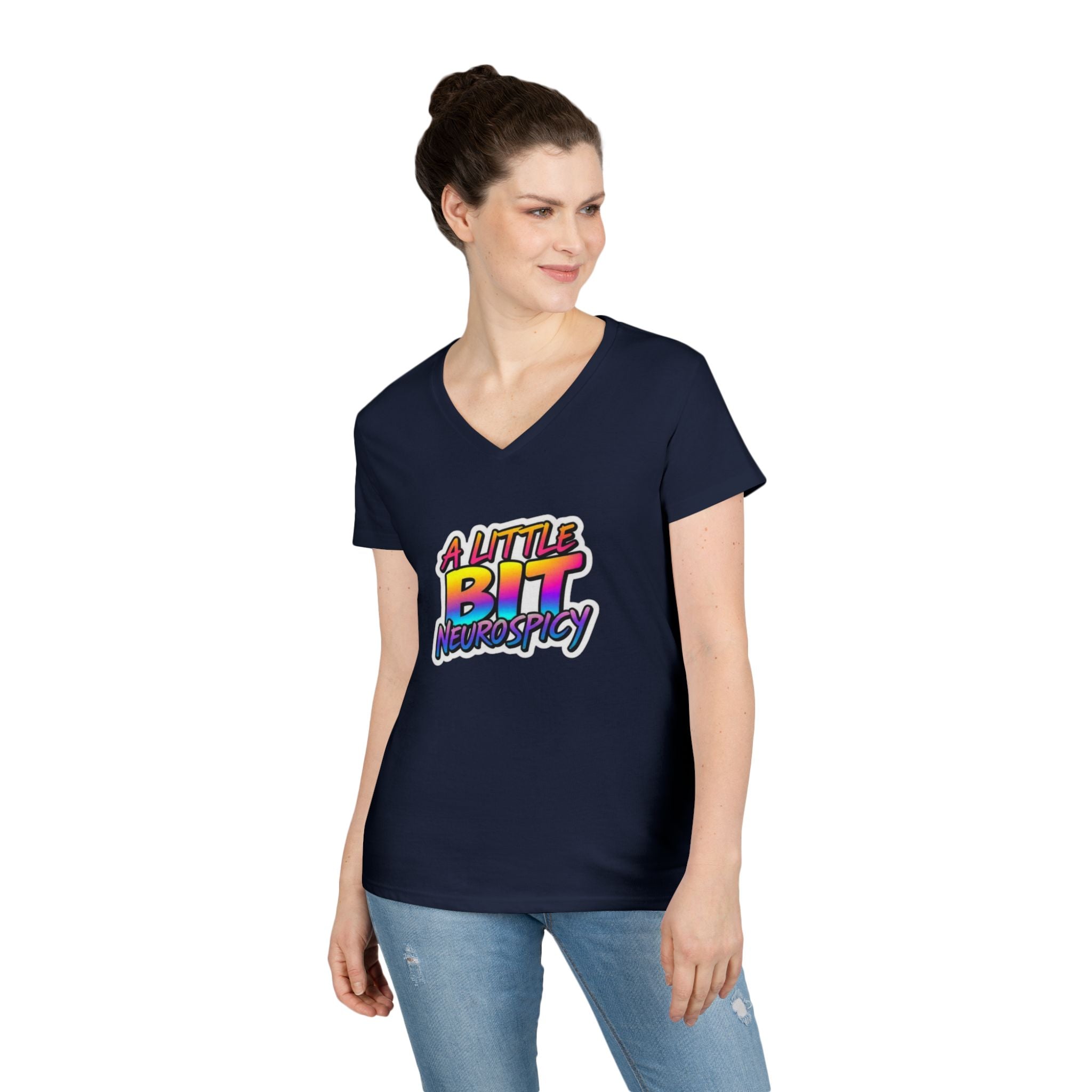 Neurospicy Ladies' V-Neck T-Shirt - Neurodivergent Awareness Design