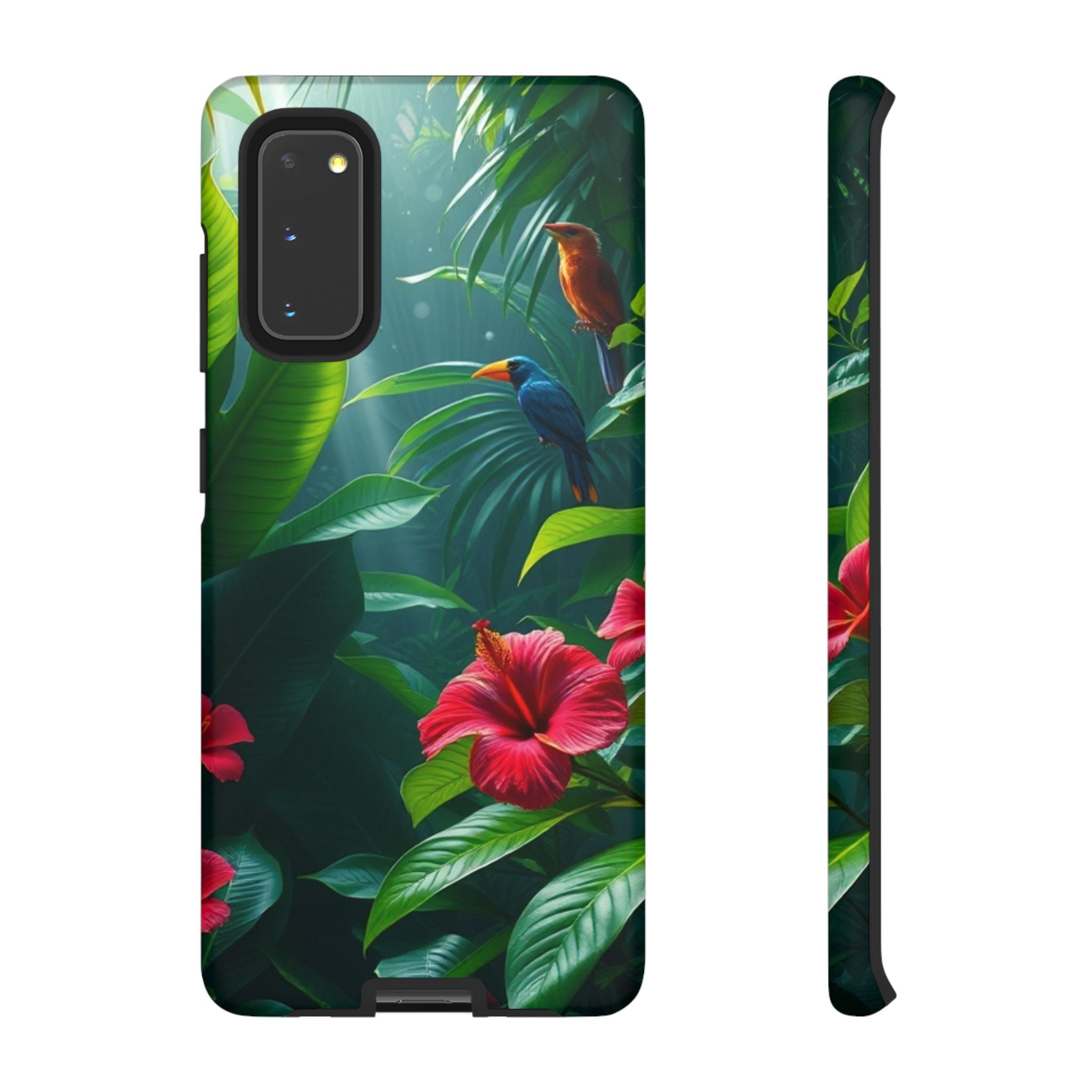 Android OR iPhone Compatible Cases - Tropical Flower & Bird Design - Unique Tough Cases