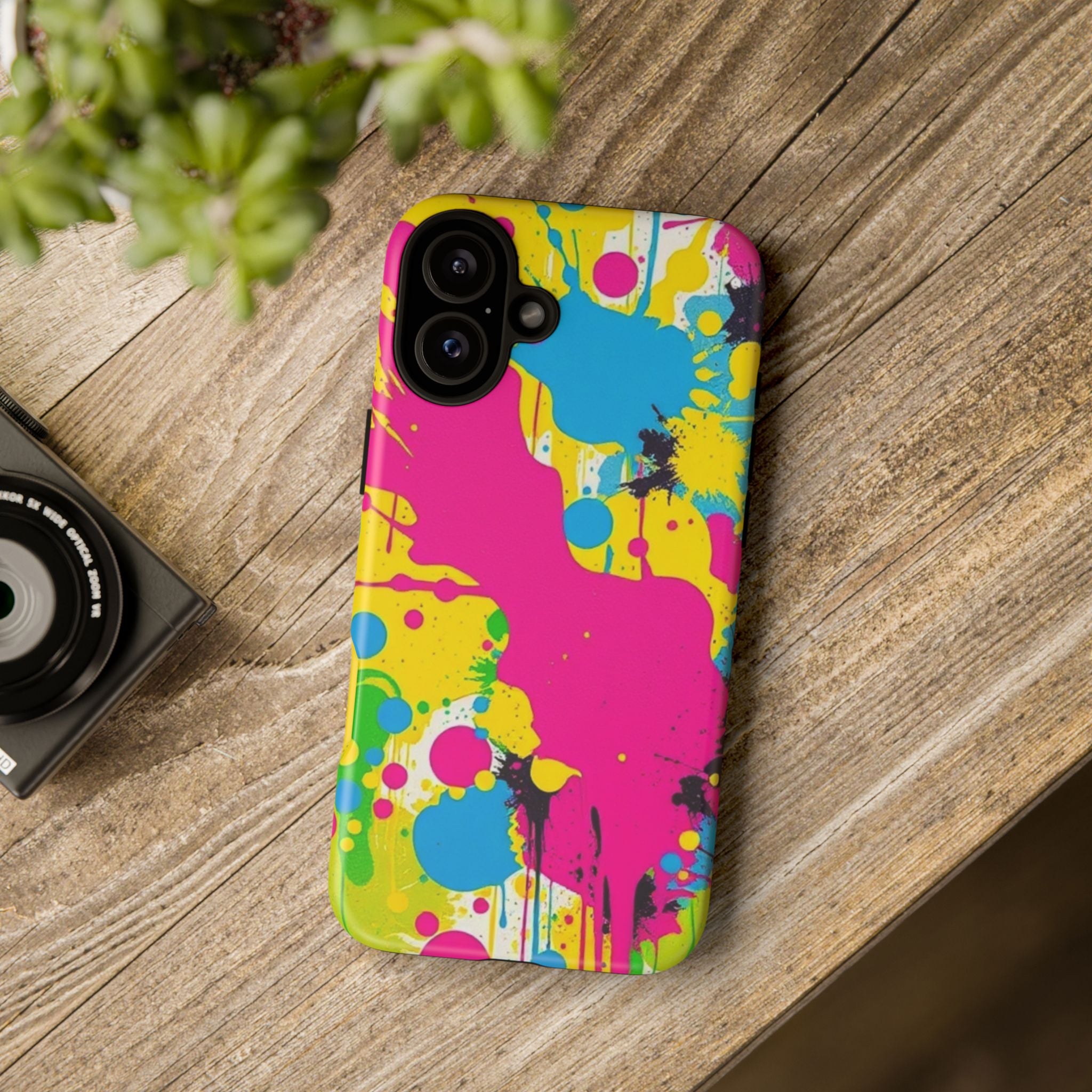 Android OR iPhone Compatible Cases - Crazy Retro Color Splash Design - Unique Tough Cases