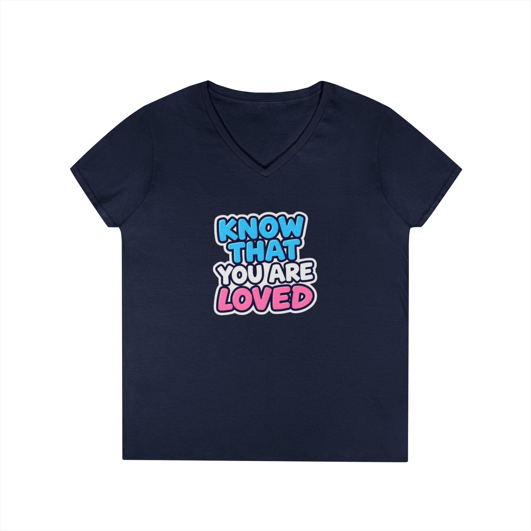 Know That You Are Loved Ladies' V-Neck T-Shirt Trans Colors