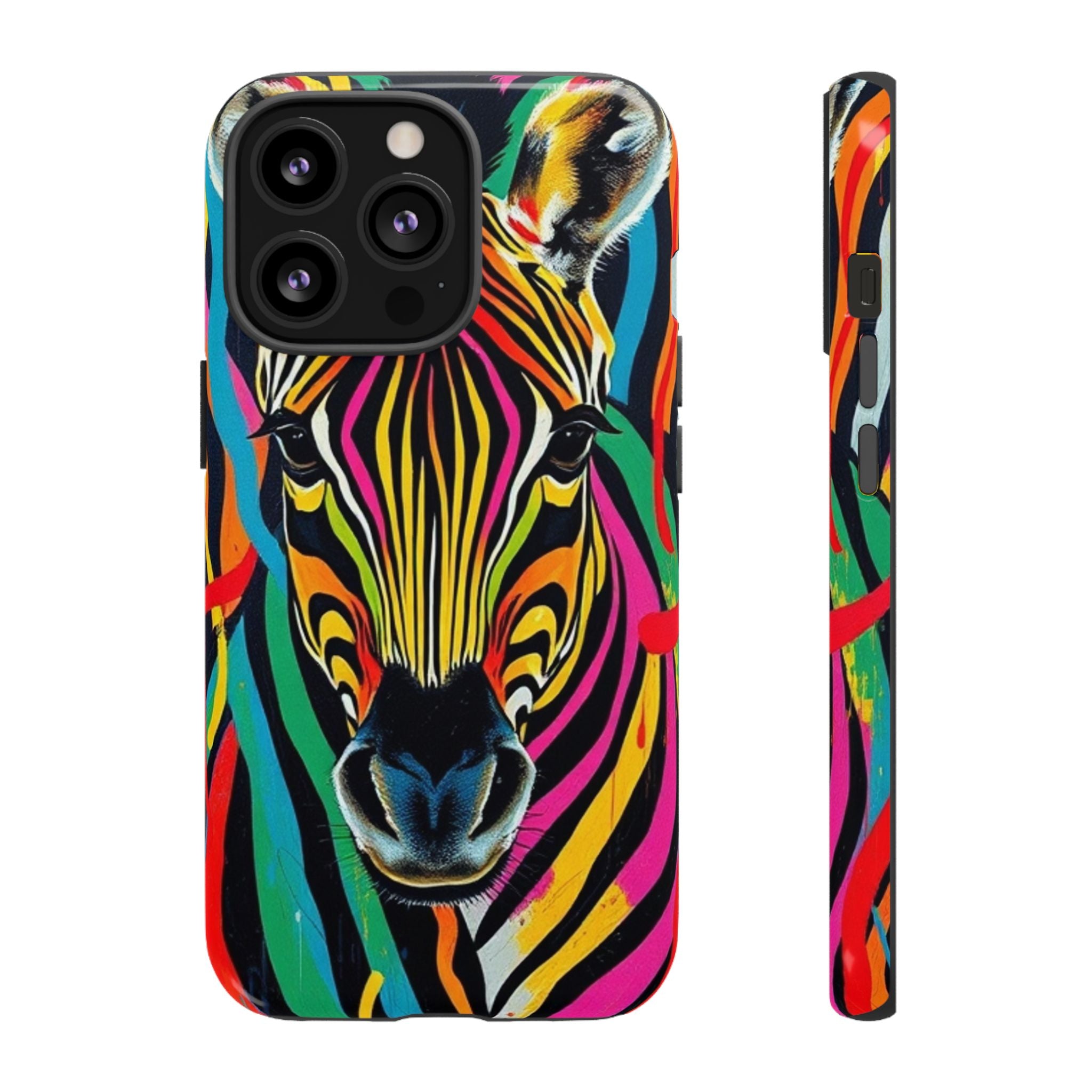 Android OR iPhone Compatible Cases - Rainbow Zebra Design - Unique Tough Cases