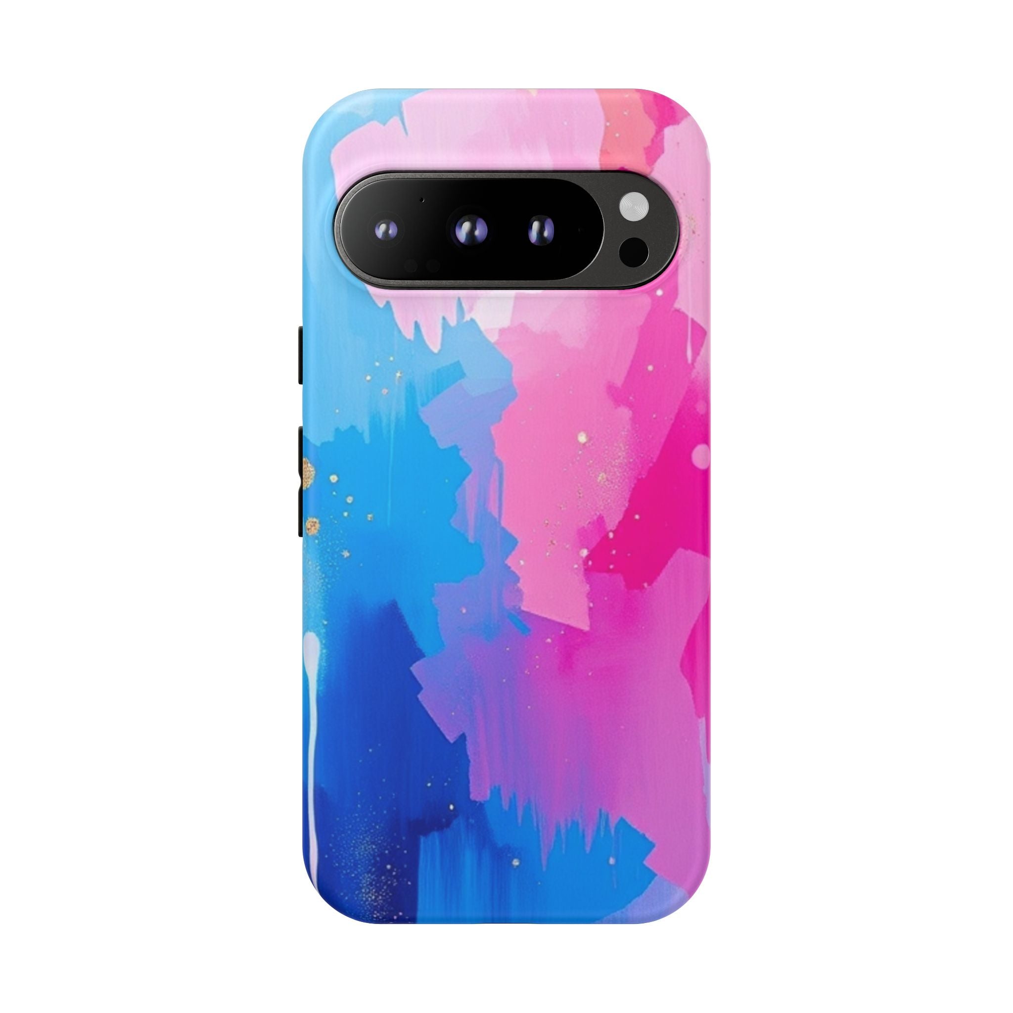 Android OR iPhone Compatible Cases - Pink and Blue Color Splash Design
