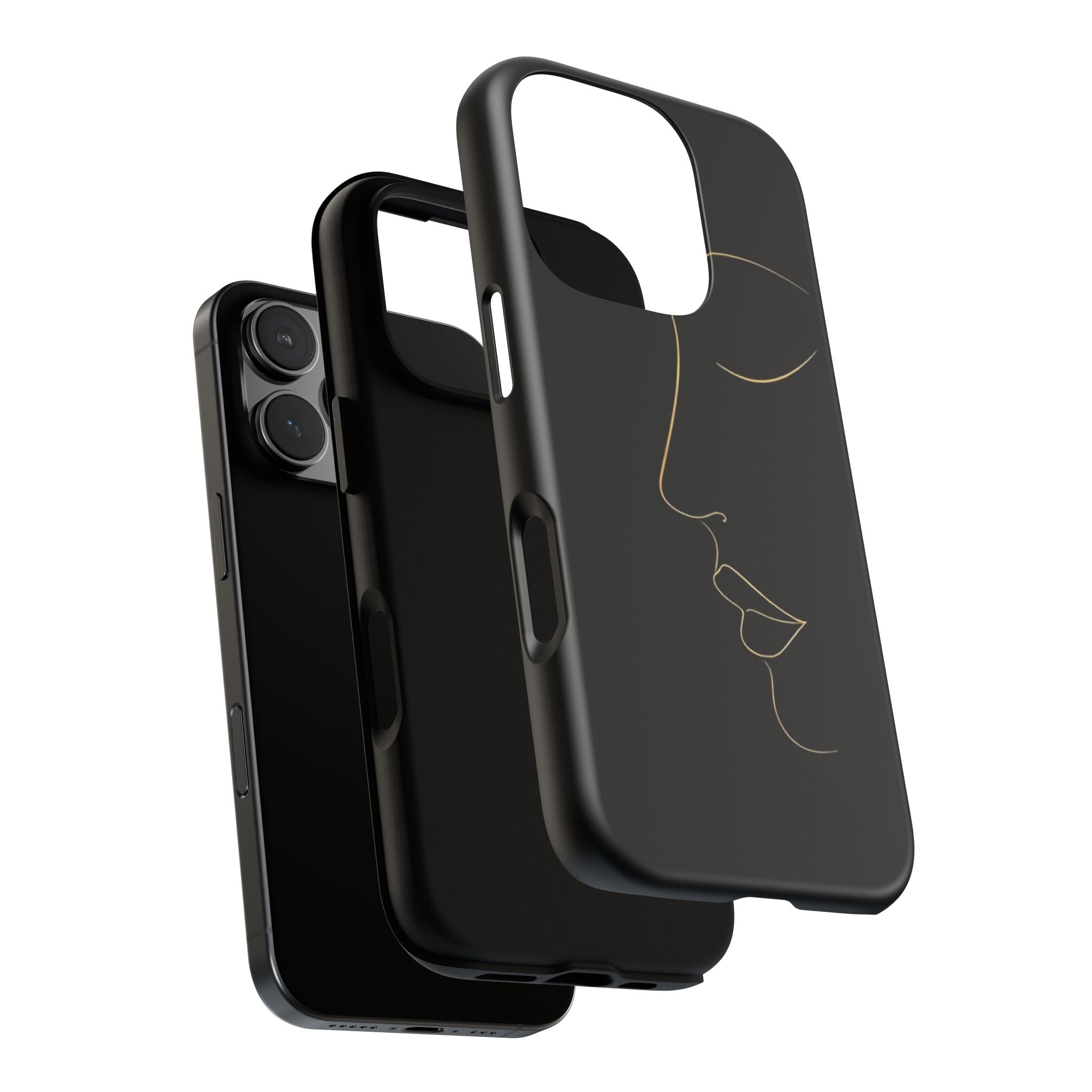Android OR iPhone Compatible Cases - Gold Line Face Design - Unique Tough Cases
