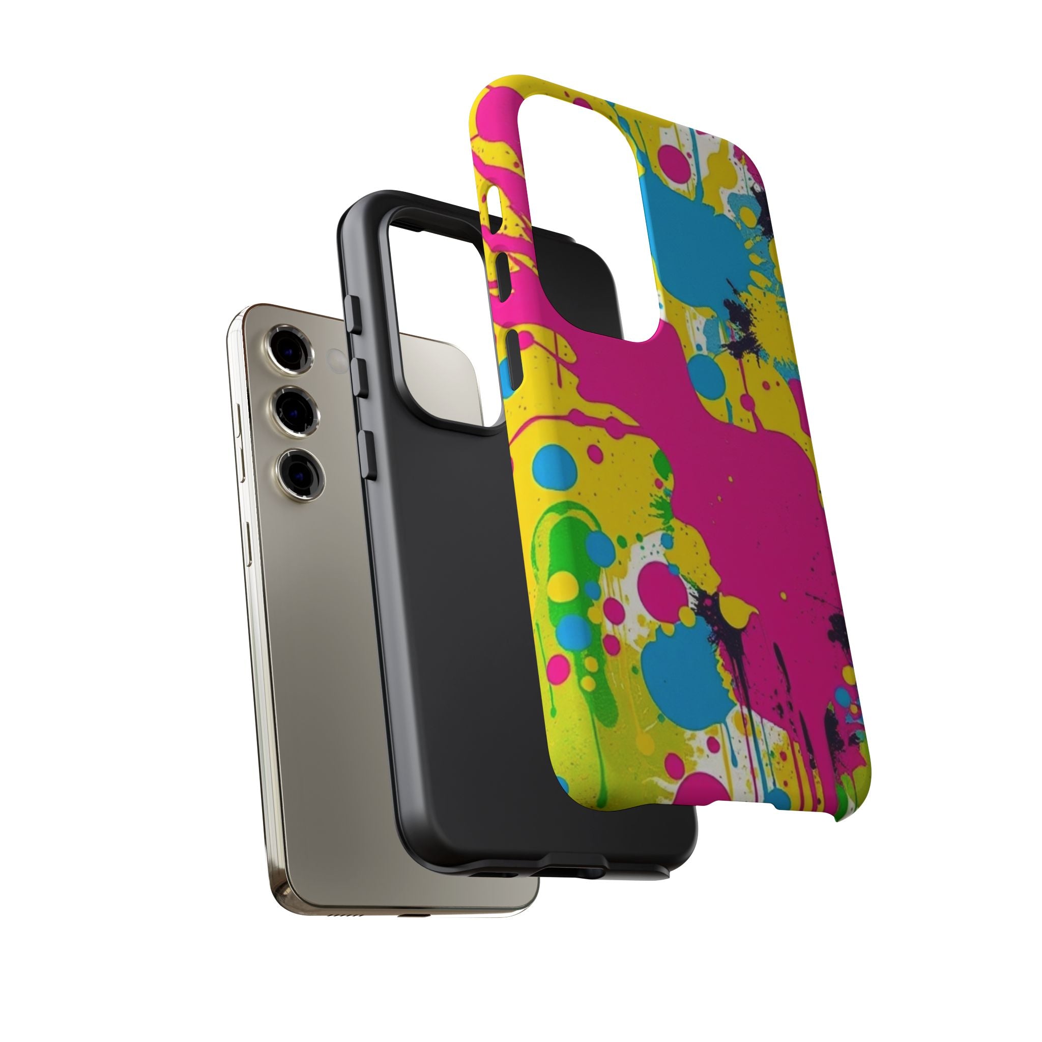 Android OR iPhone Compatible Cases - Crazy Retro Color Splash Design - Unique Tough Cases