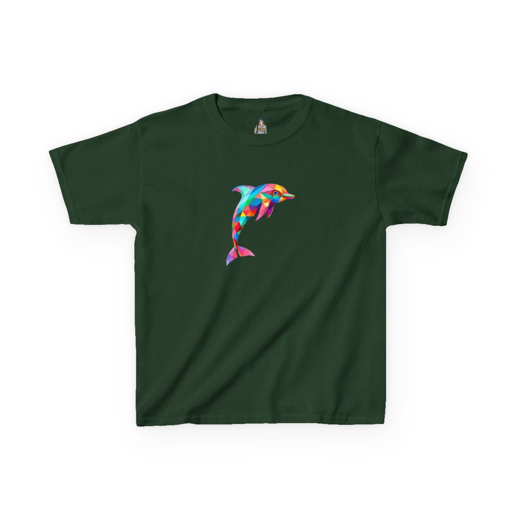 Colorful Fractal Dolphin Kids Heavy Cotton Tee