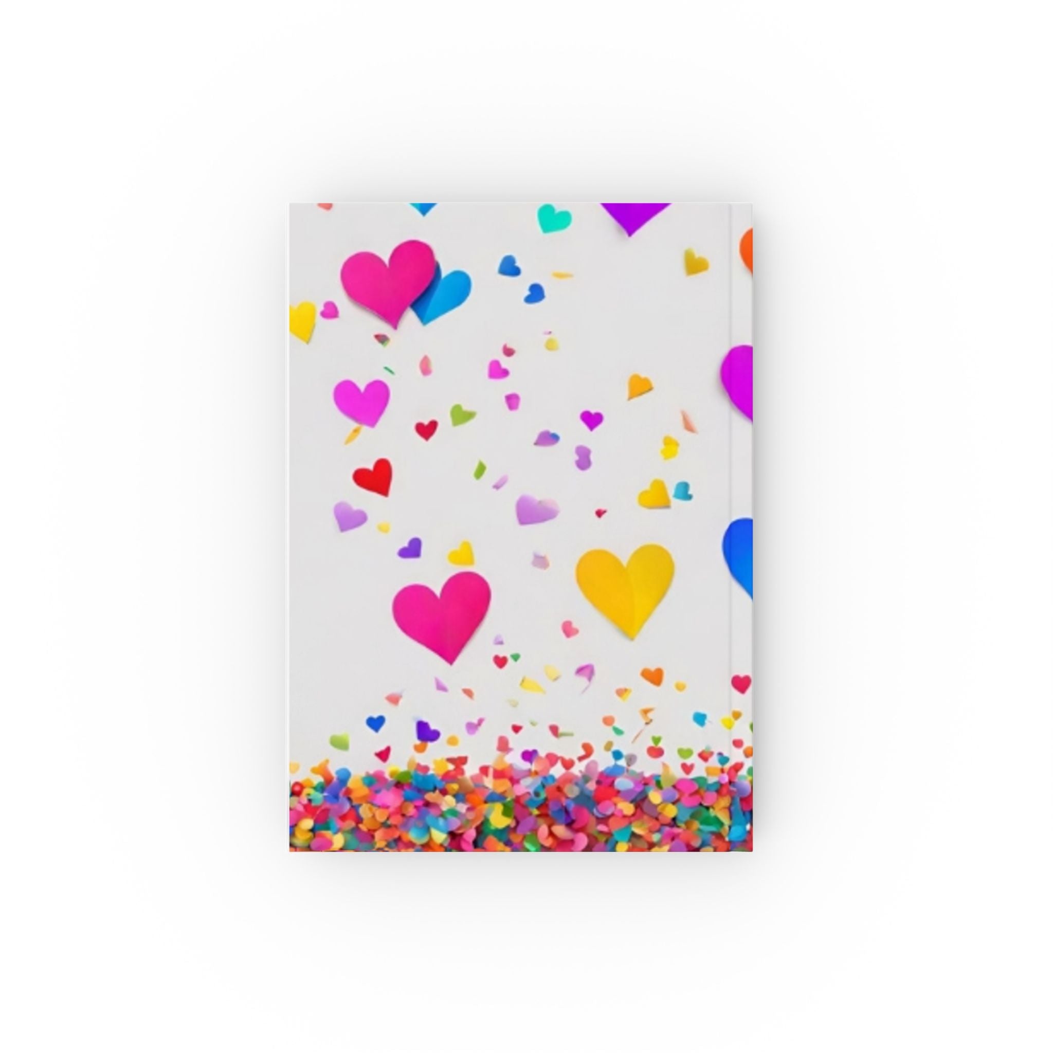 Colorful Heart Confetti Hard Backed Journal - Perfect for Gifts, Journaling, and Celebrations