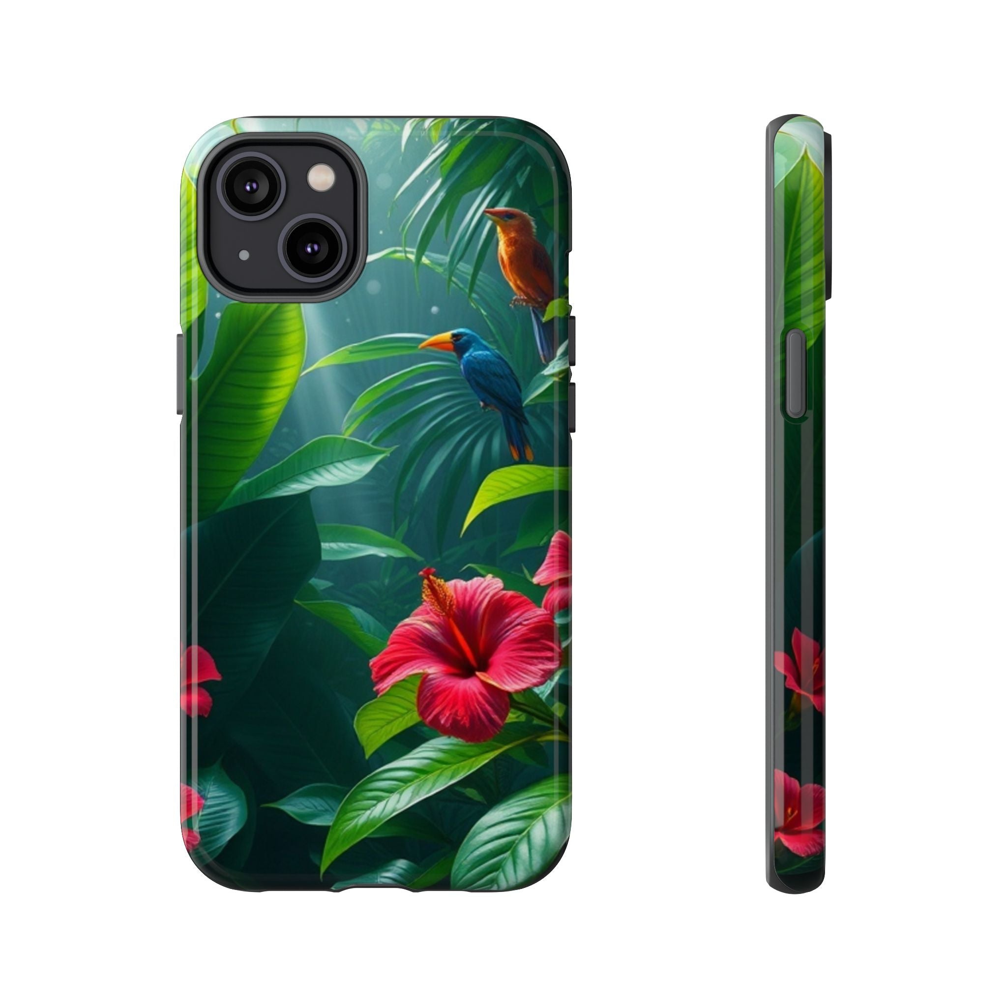 Android OR iPhone Compatible Cases - Tropical Flower & Bird Design - Unique Tough Cases