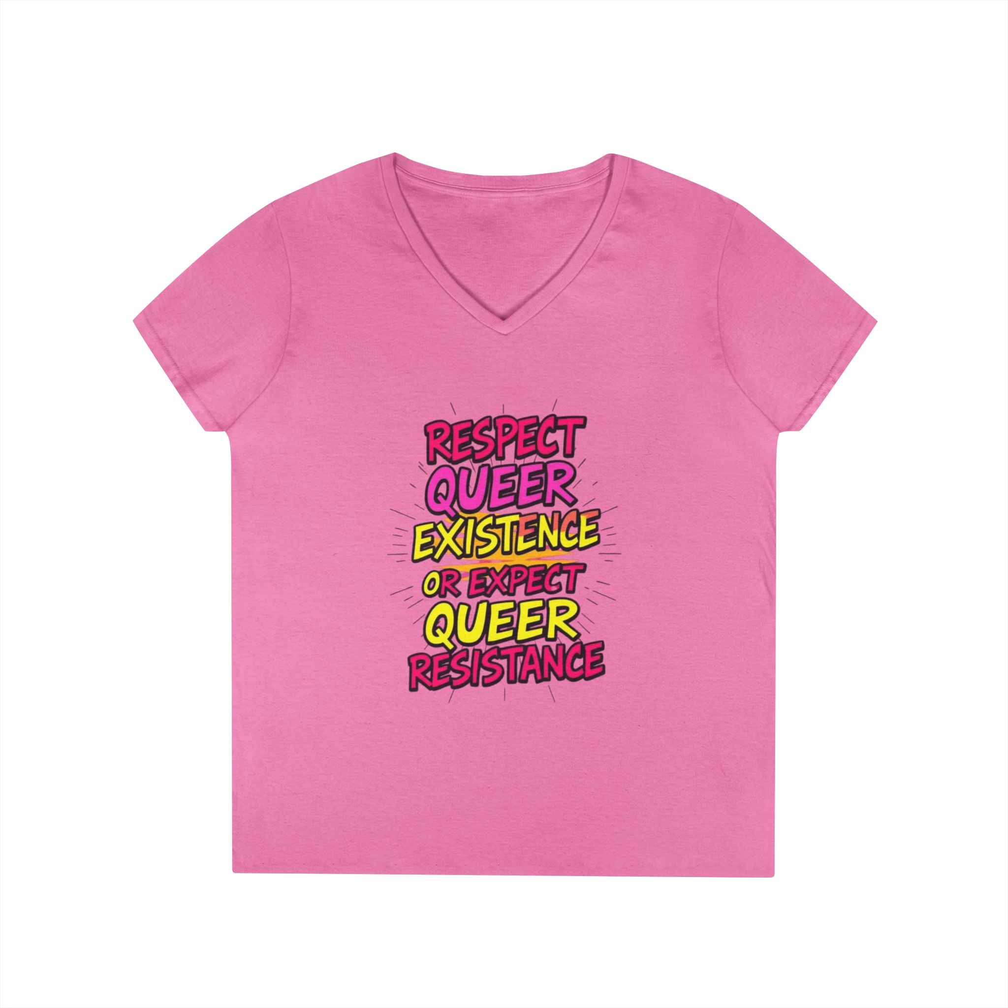 Respect Queer Existence V-Neck T-Shirt for Pride and Equality