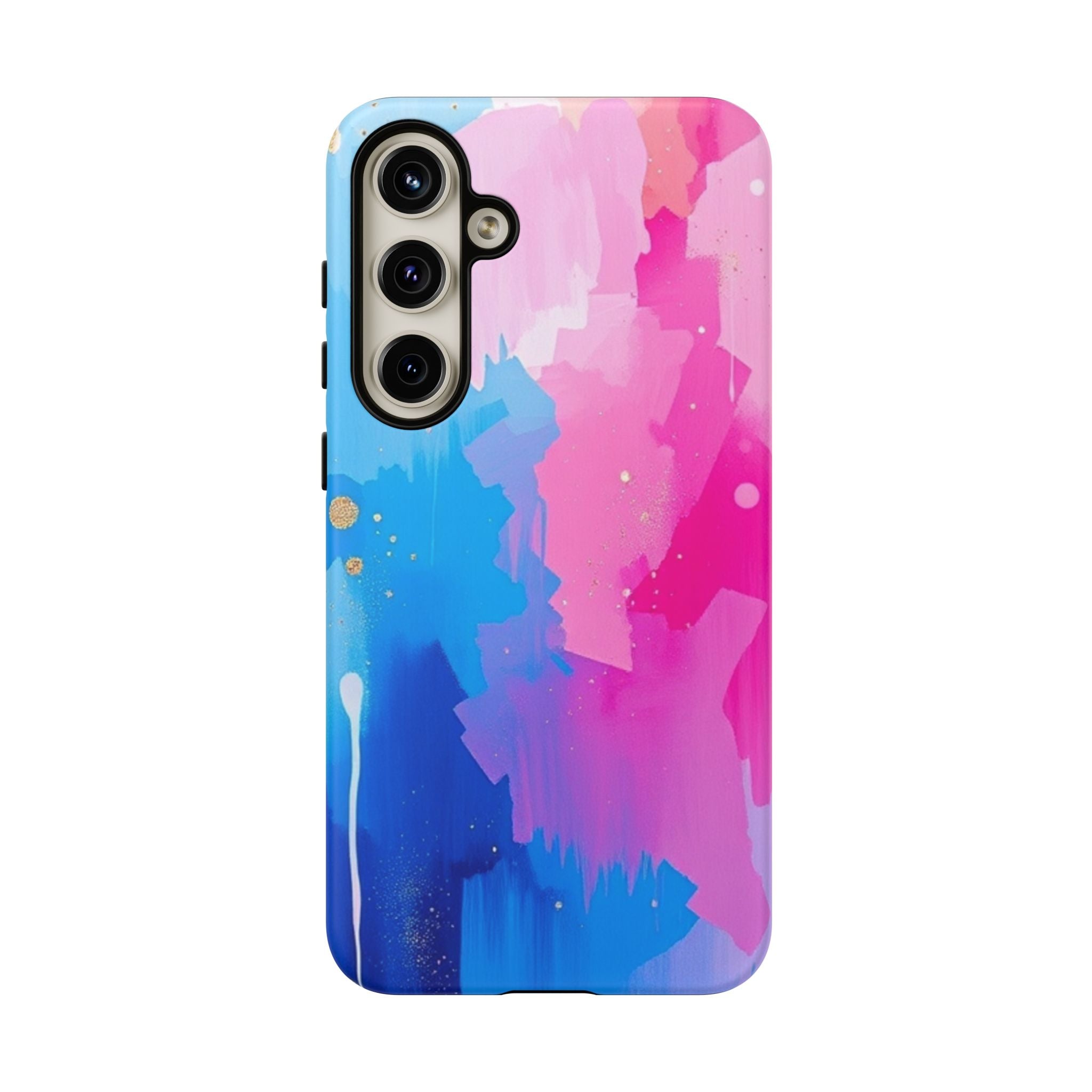 Android OR iPhone Compatible Cases - Pink and Blue Color Splash Design