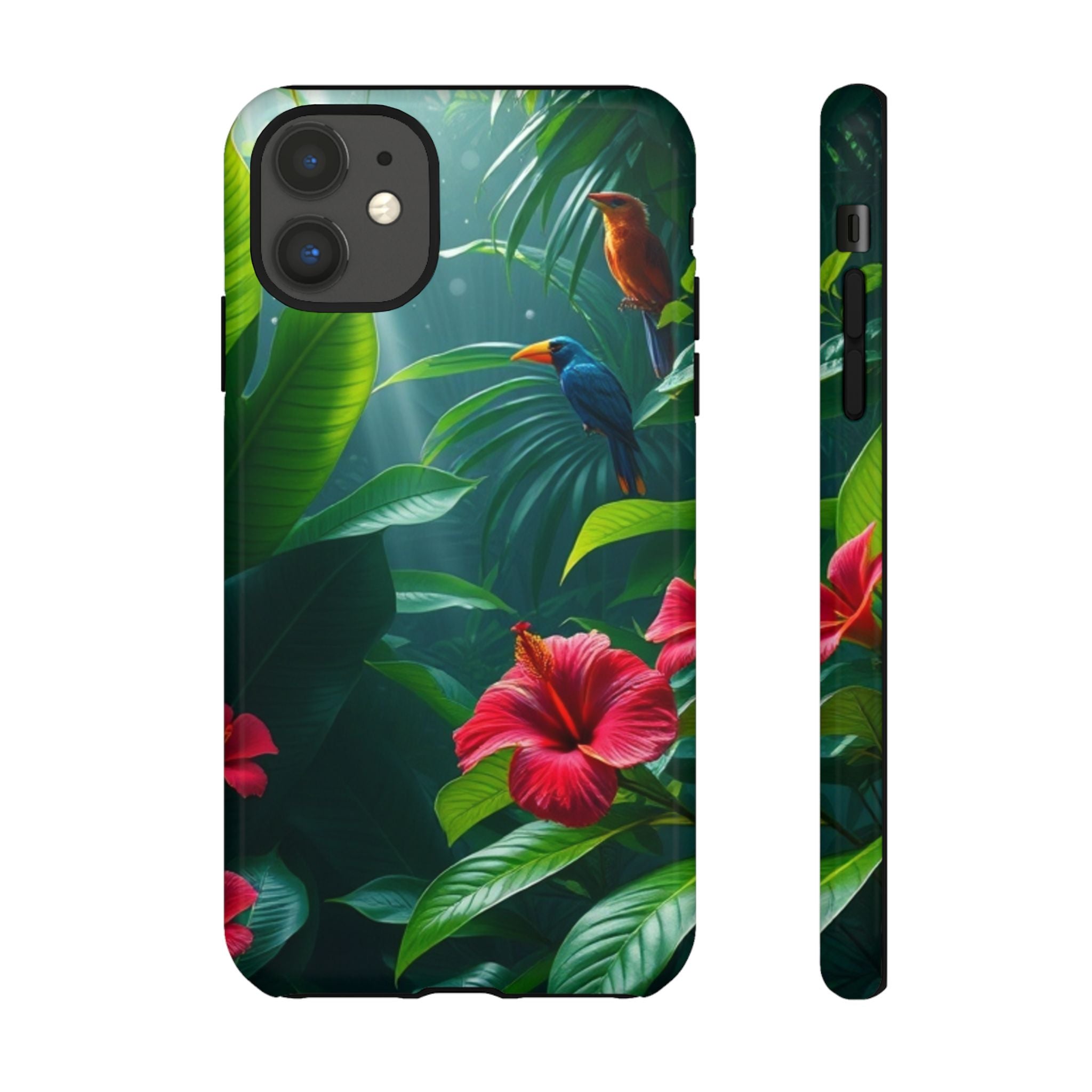 Android OR iPhone Compatible Cases - Tropical Flower & Bird Design - Unique Tough Cases