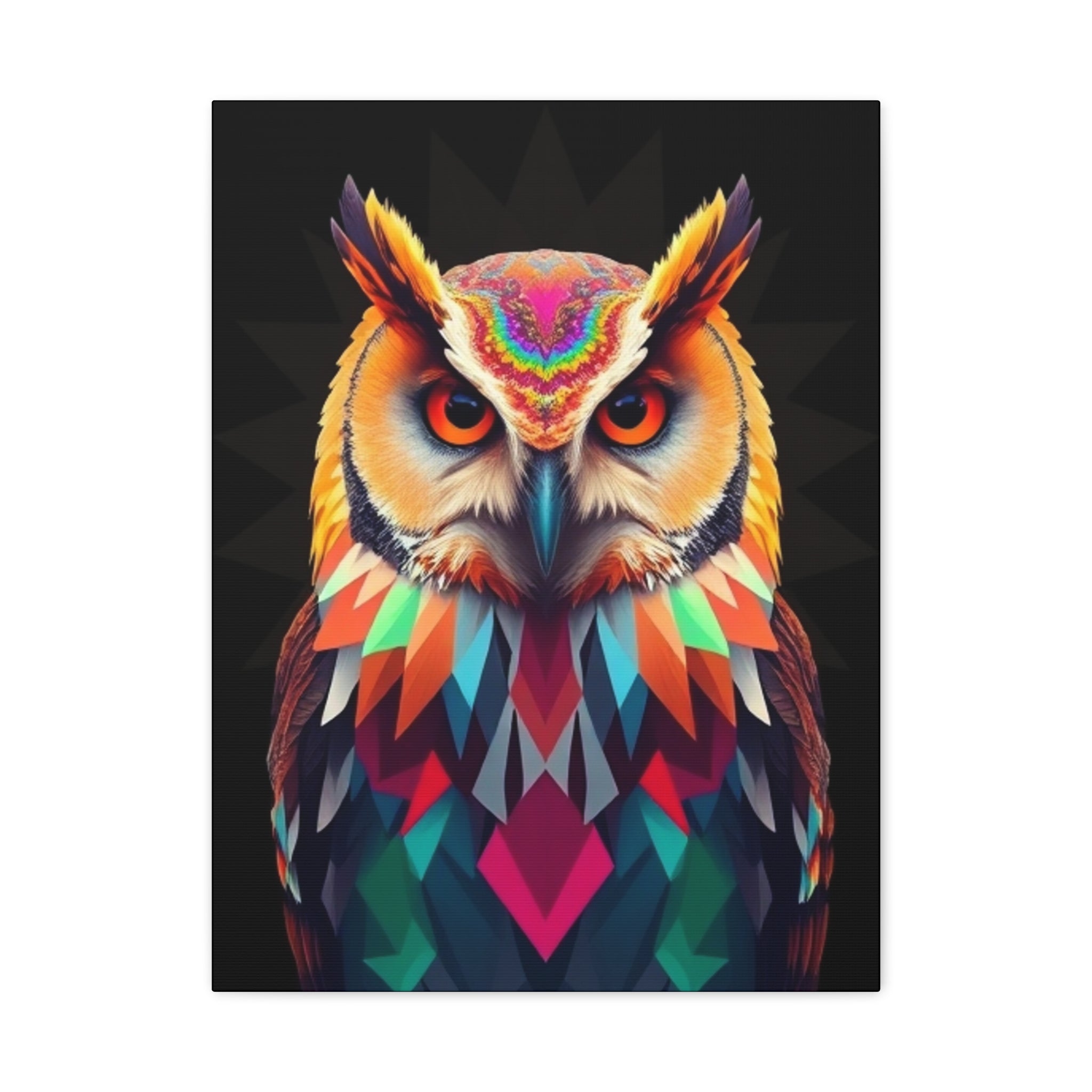 Colorful Owl Canvas Wall Art - 1.25" Stretched Matte