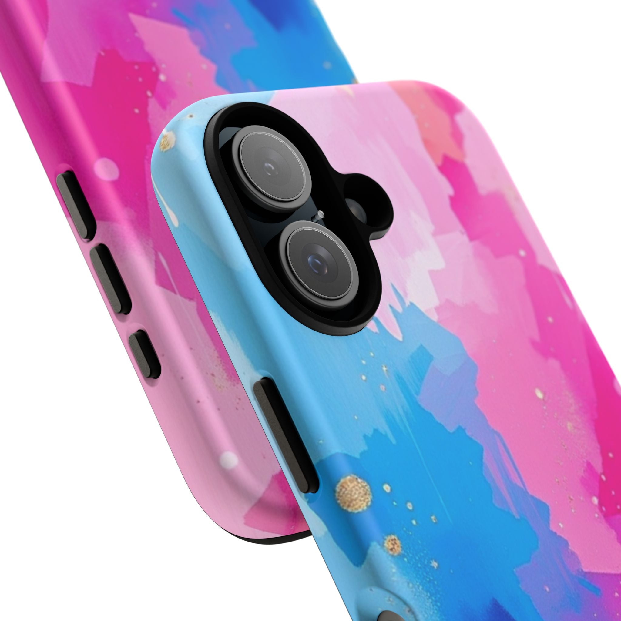 Android OR iPhone Compatible Cases - Pink and Blue Color Splash Design