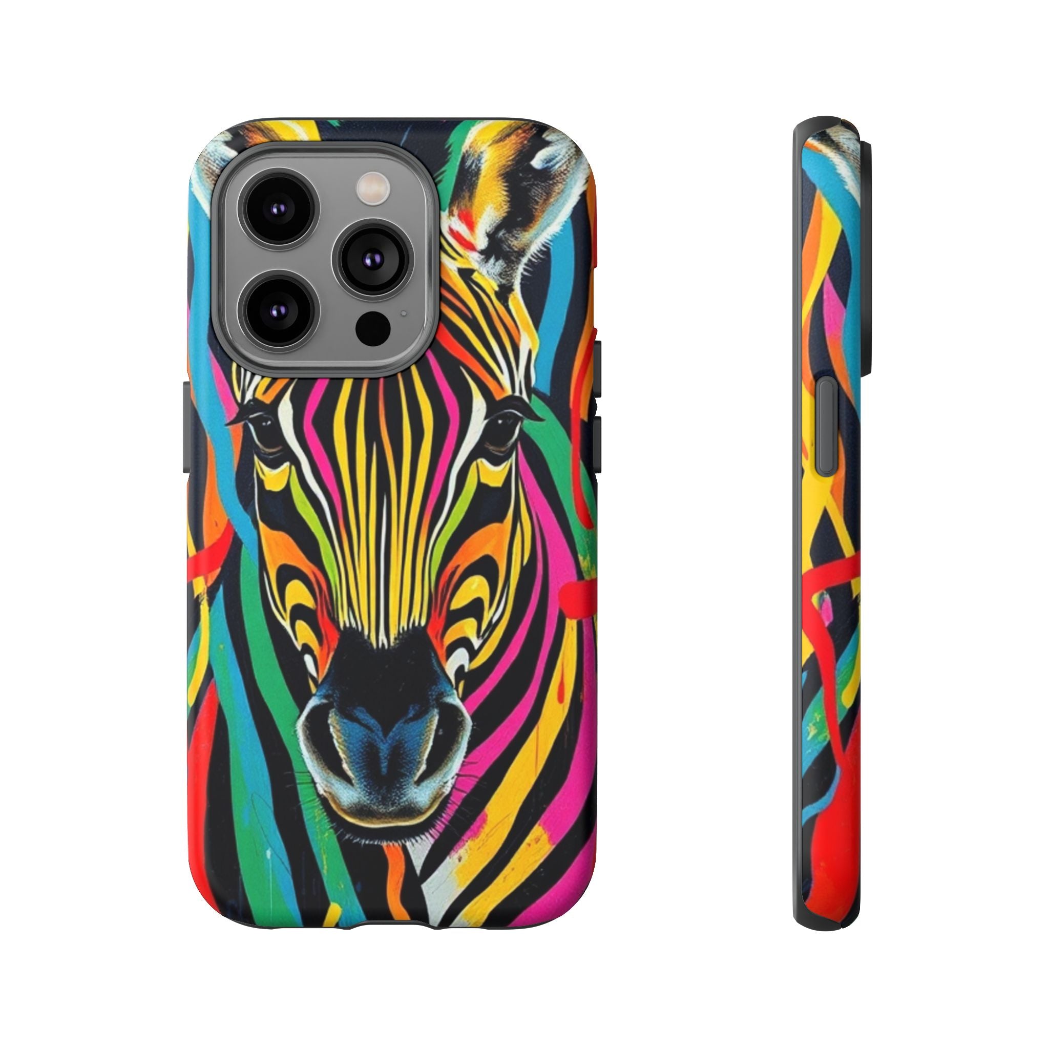 Android OR iPhone Compatible Cases - Rainbow Zebra Design - Unique Tough Cases