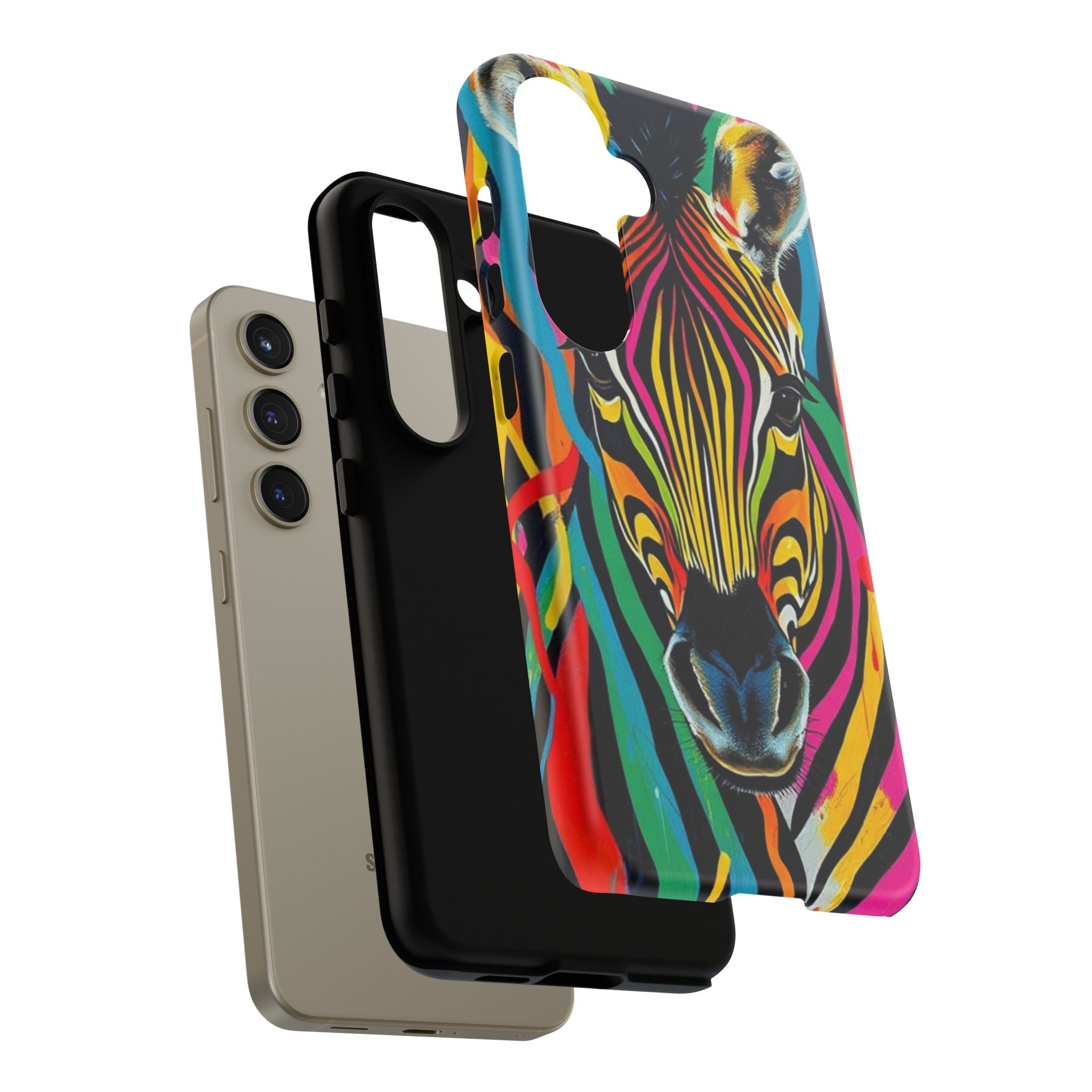 Android OR iPhone Compatible Cases - Rainbow Zebra Design - Unique Tough Cases
