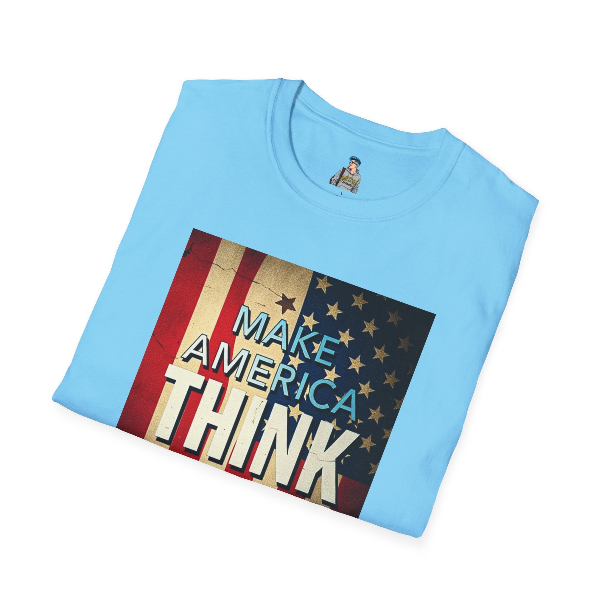 American Patriot Pride Unisex Softstyle T-Shirt, Make America Think Again Political Tee