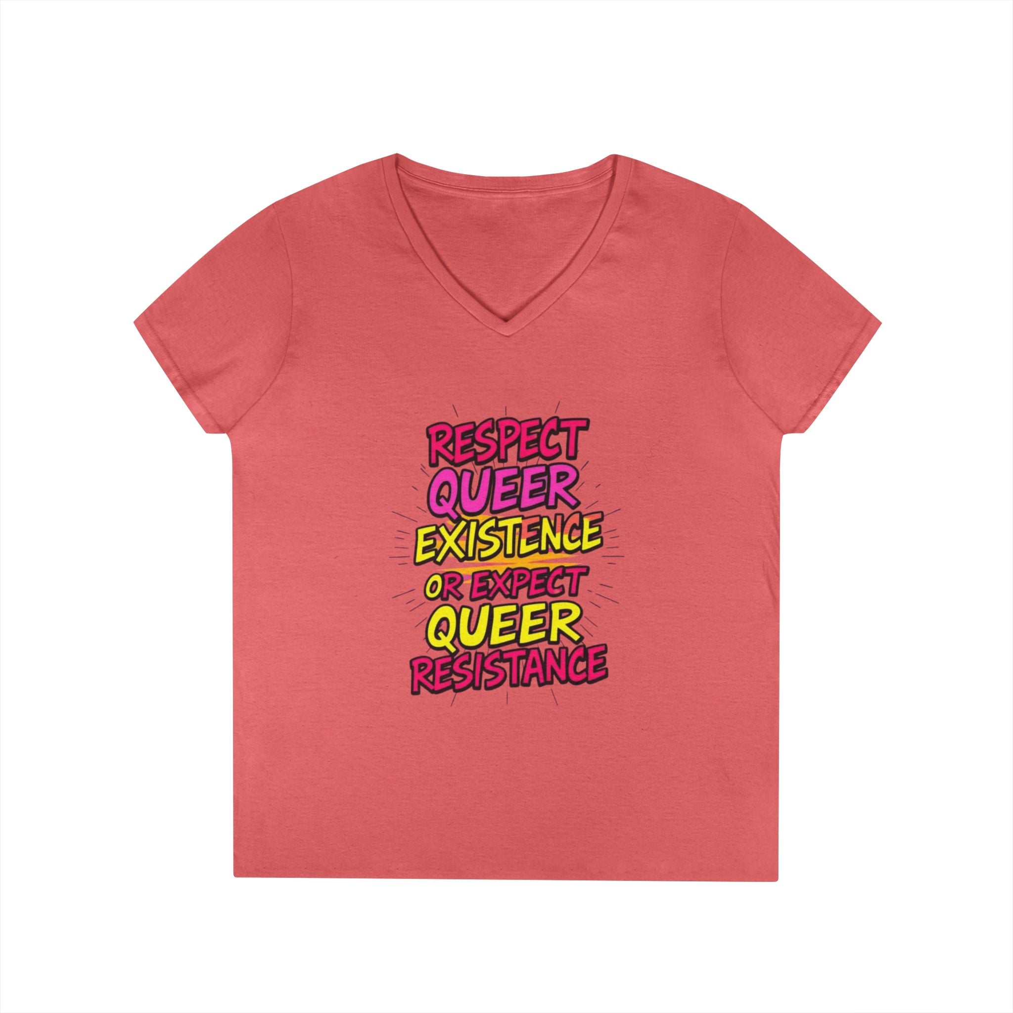 Respect Queer Existence V-Neck T-Shirt for Pride and Equality
