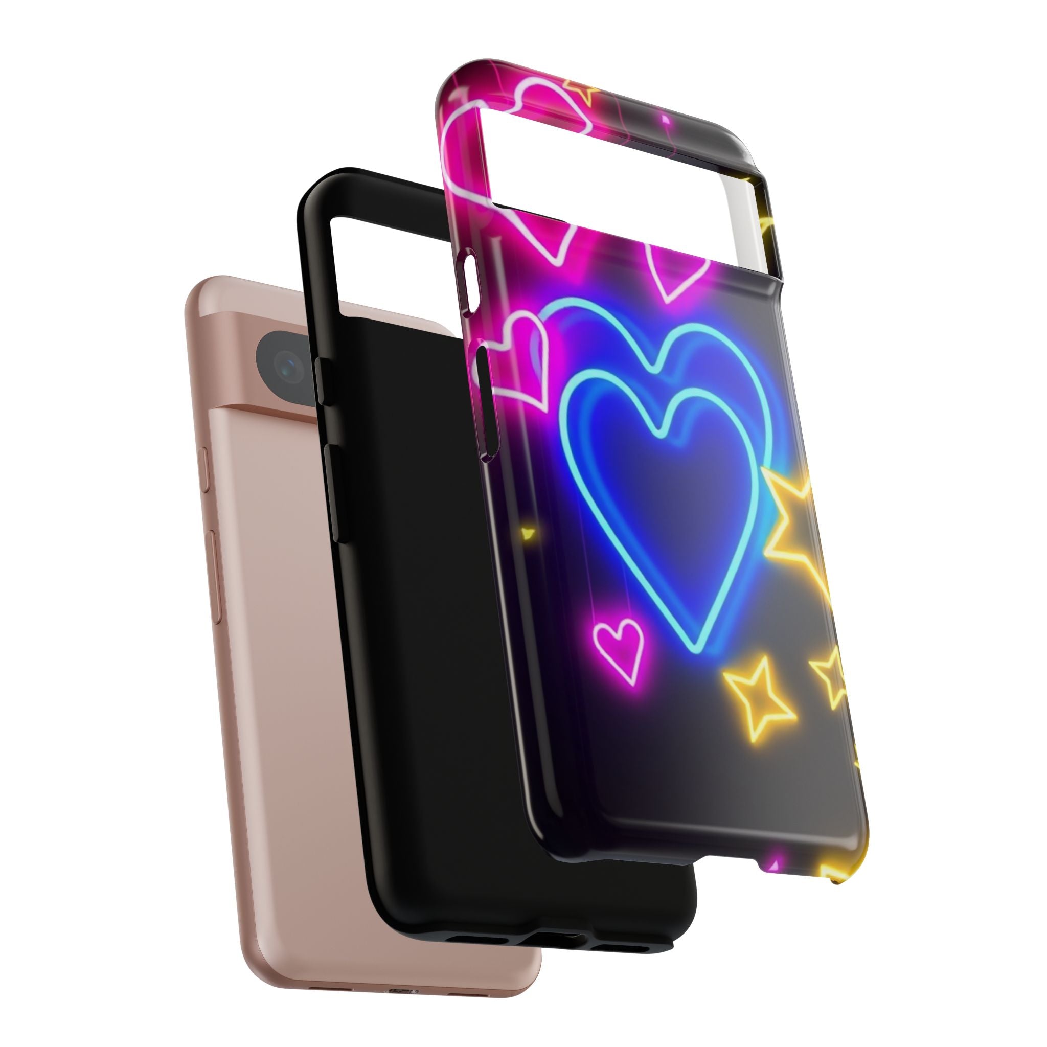 Android OR iPhone Compatible Cases - Neon Love Design - Unique Tough Cases