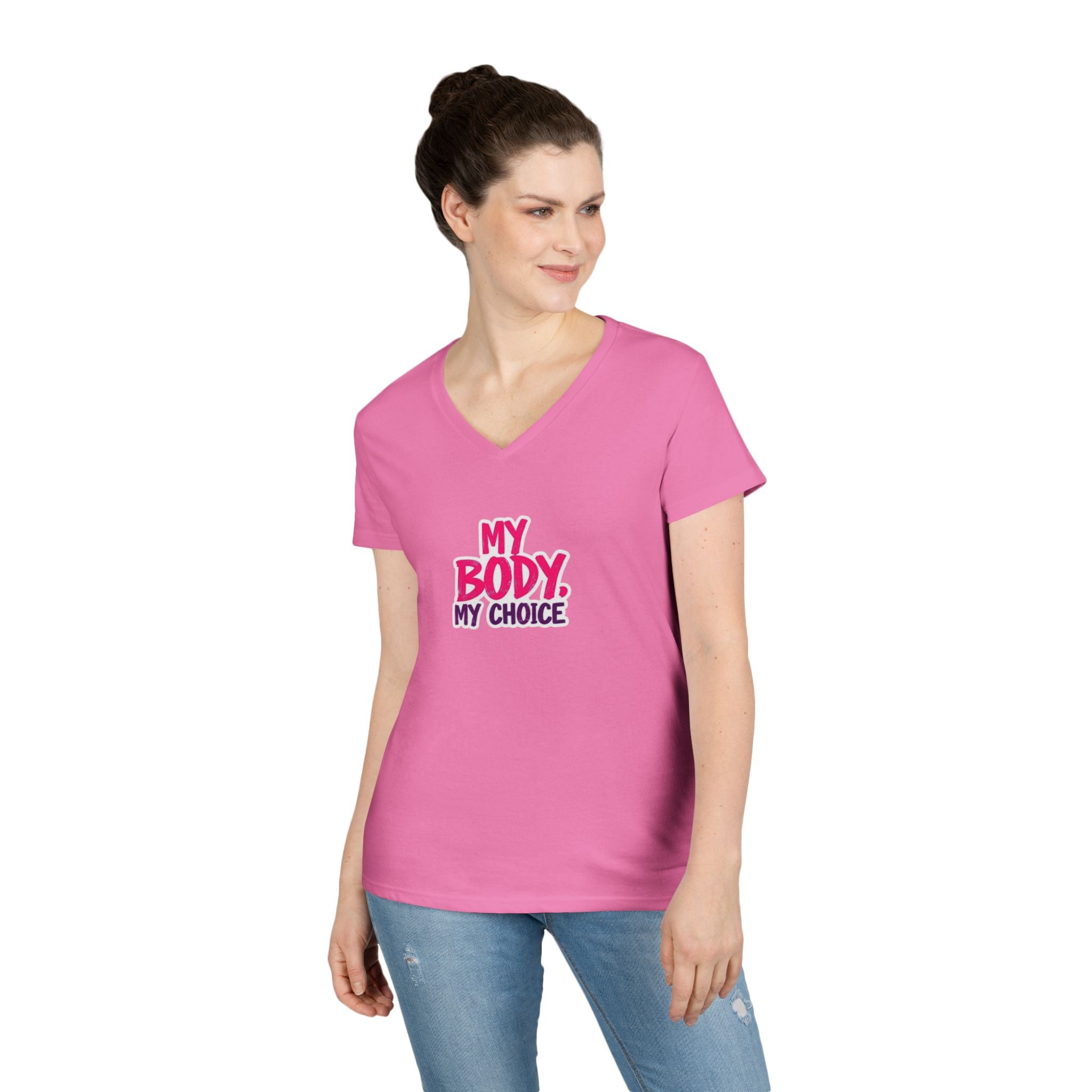 Empowerment V-Neck T-Shirt - "My Body, My Choice"